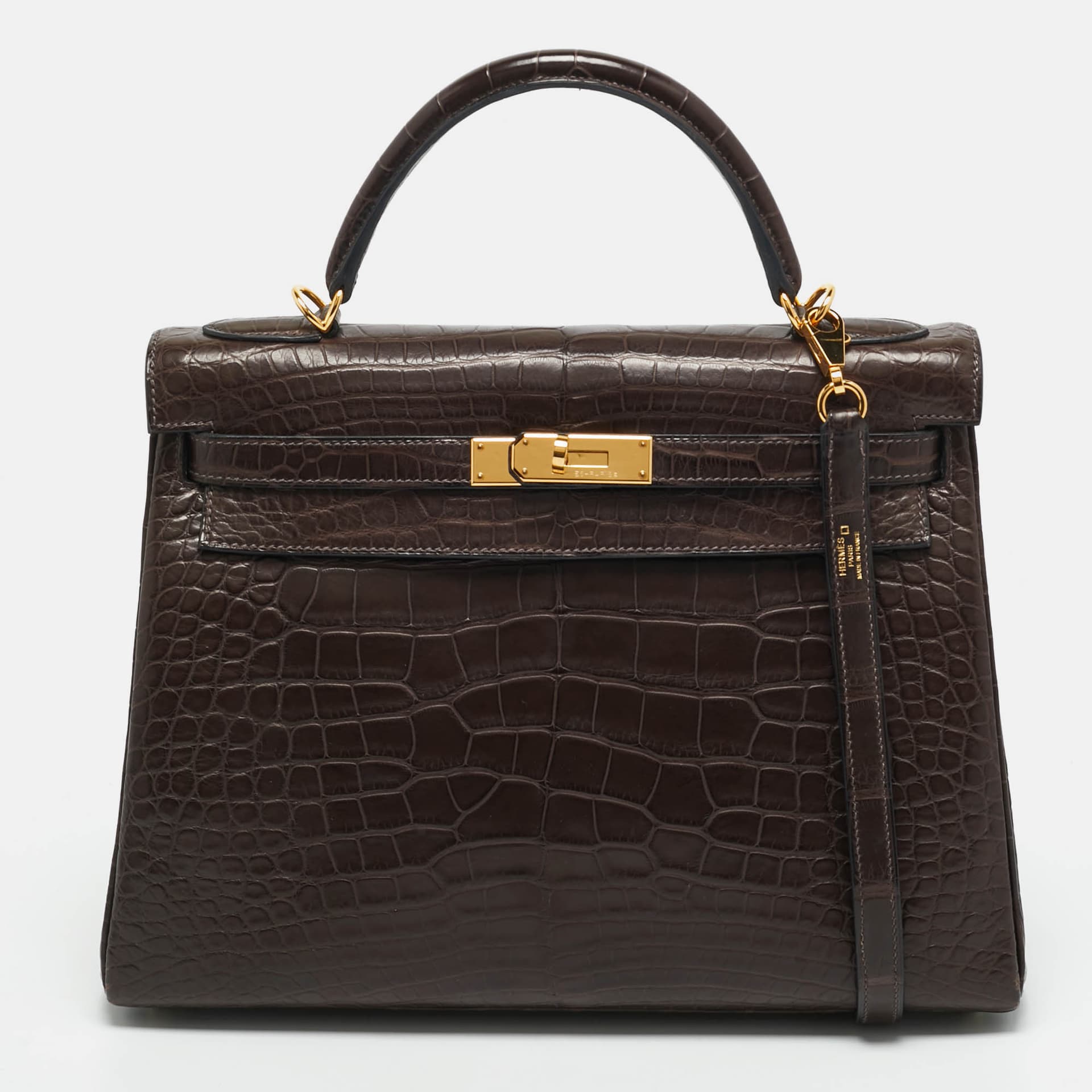 Herm&egrave;s Kelly 32 &Eacute;b&egrave;ne Shiny Alligator Mississippiensis Sellier Gold Hardware bag