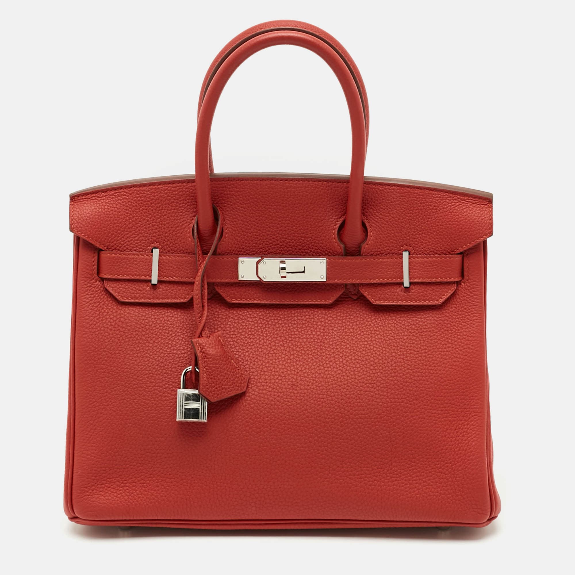 Herm&egrave;s Birkin 30 Palladium Finish Rouge Tomate Togo Leather Tote