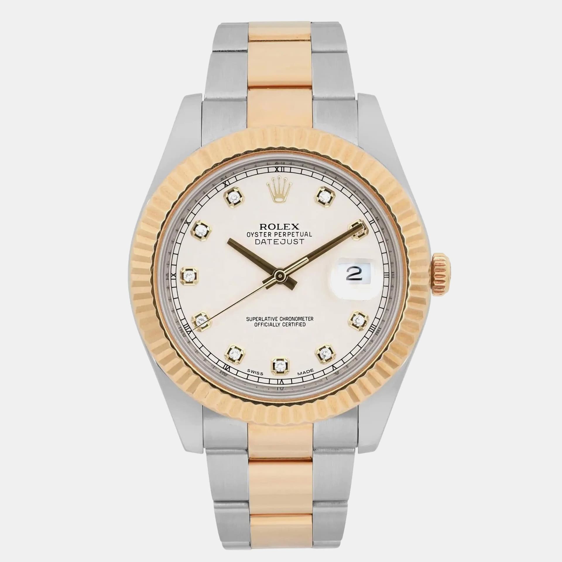 Rolex Datejust II 116333 White Yellow Gold, Stainless Steel Automatic Men's Wristwatch 41mm