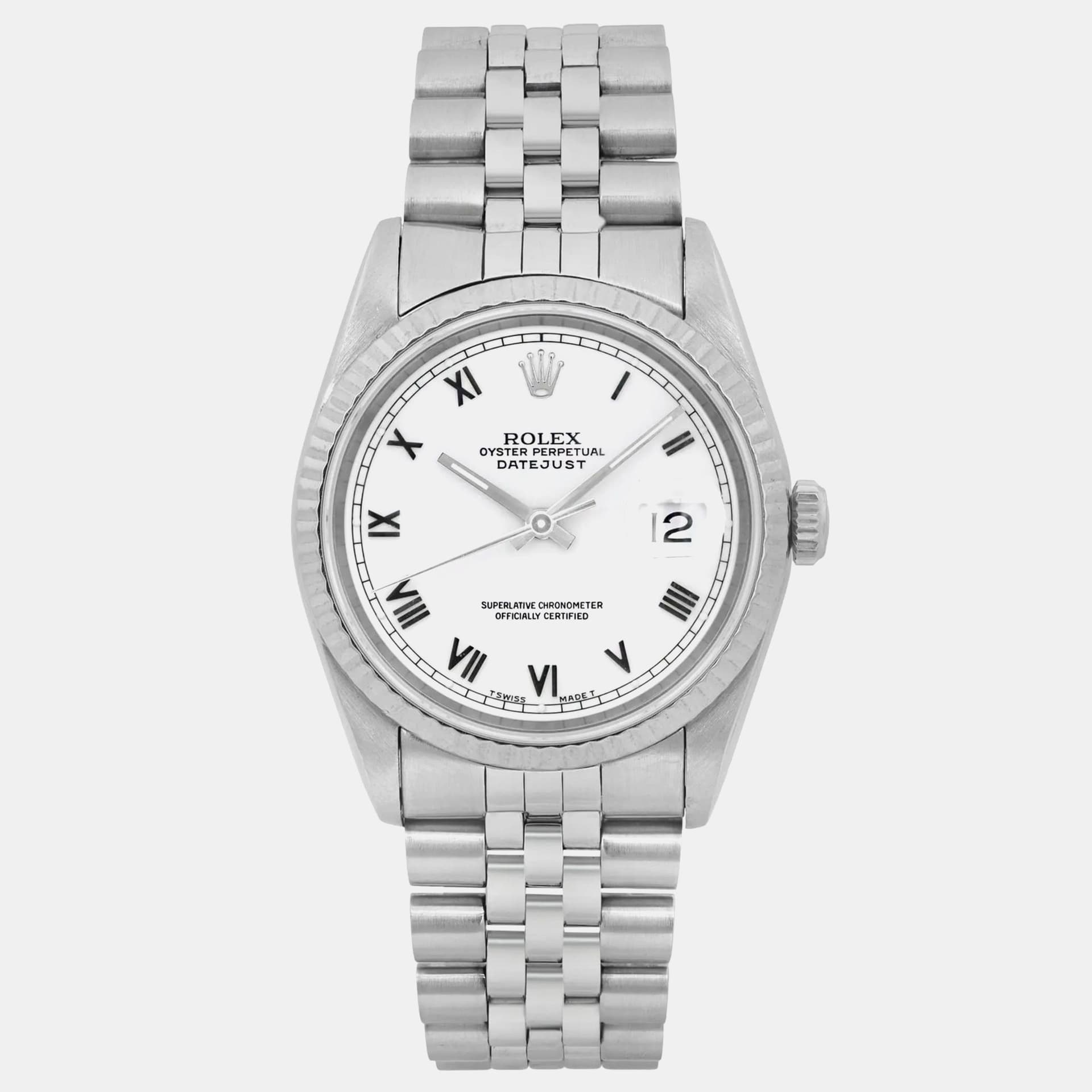 Rolex Datejust 16234 White Stainless Steel Automatic Men's Wristwatch 36mm