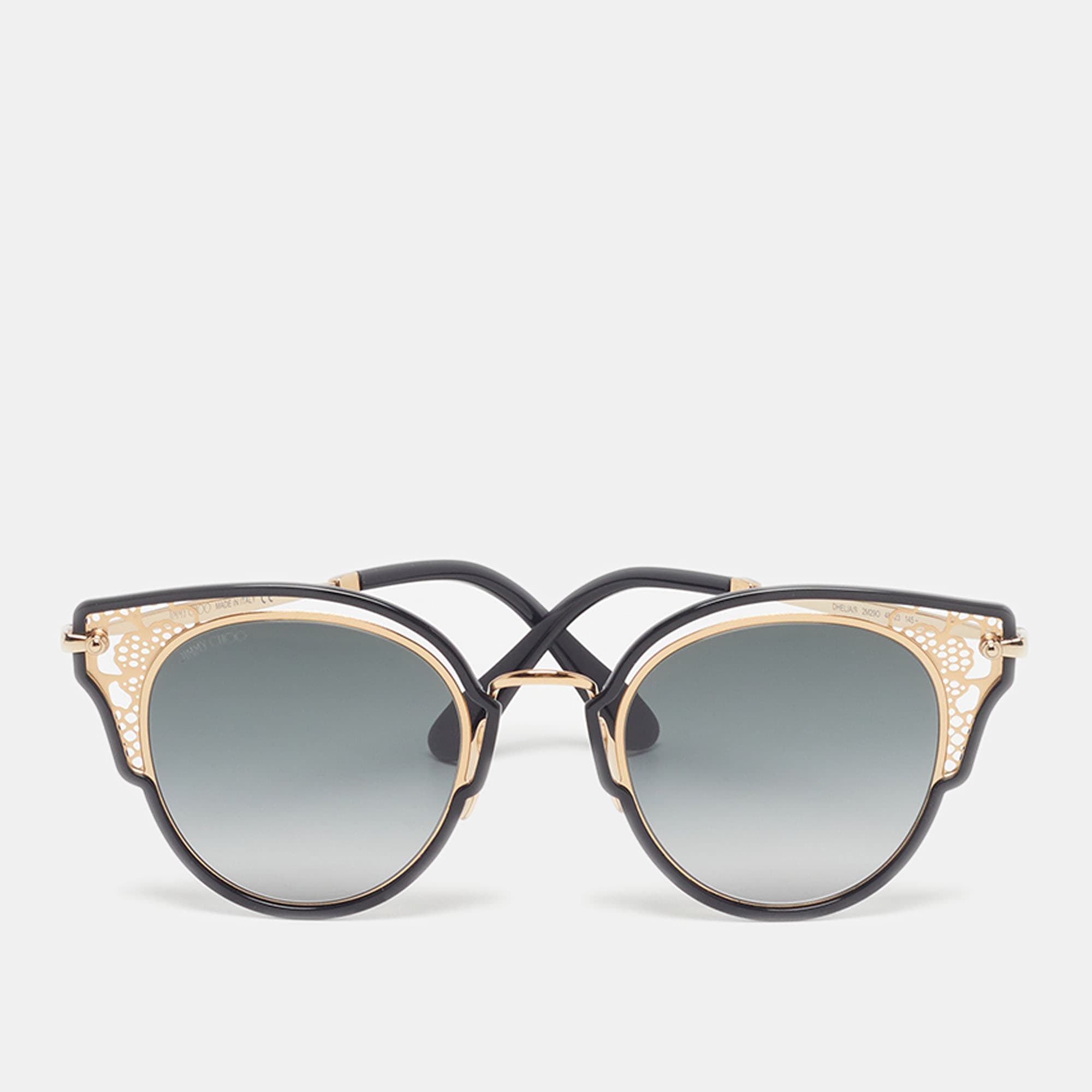 Jimmy Choo Black/Gold Tone Delia/S 2M290 Cat Eye Sunglasses