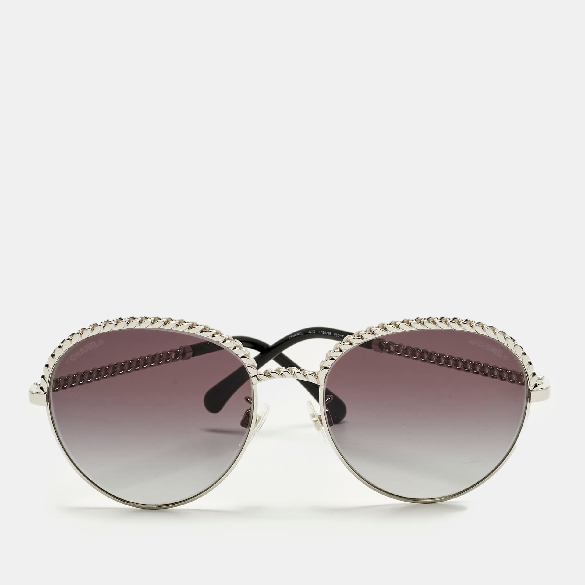 Chanel Black/Silver Tone Gradient 4242 Pantos Aviator Sunglasses