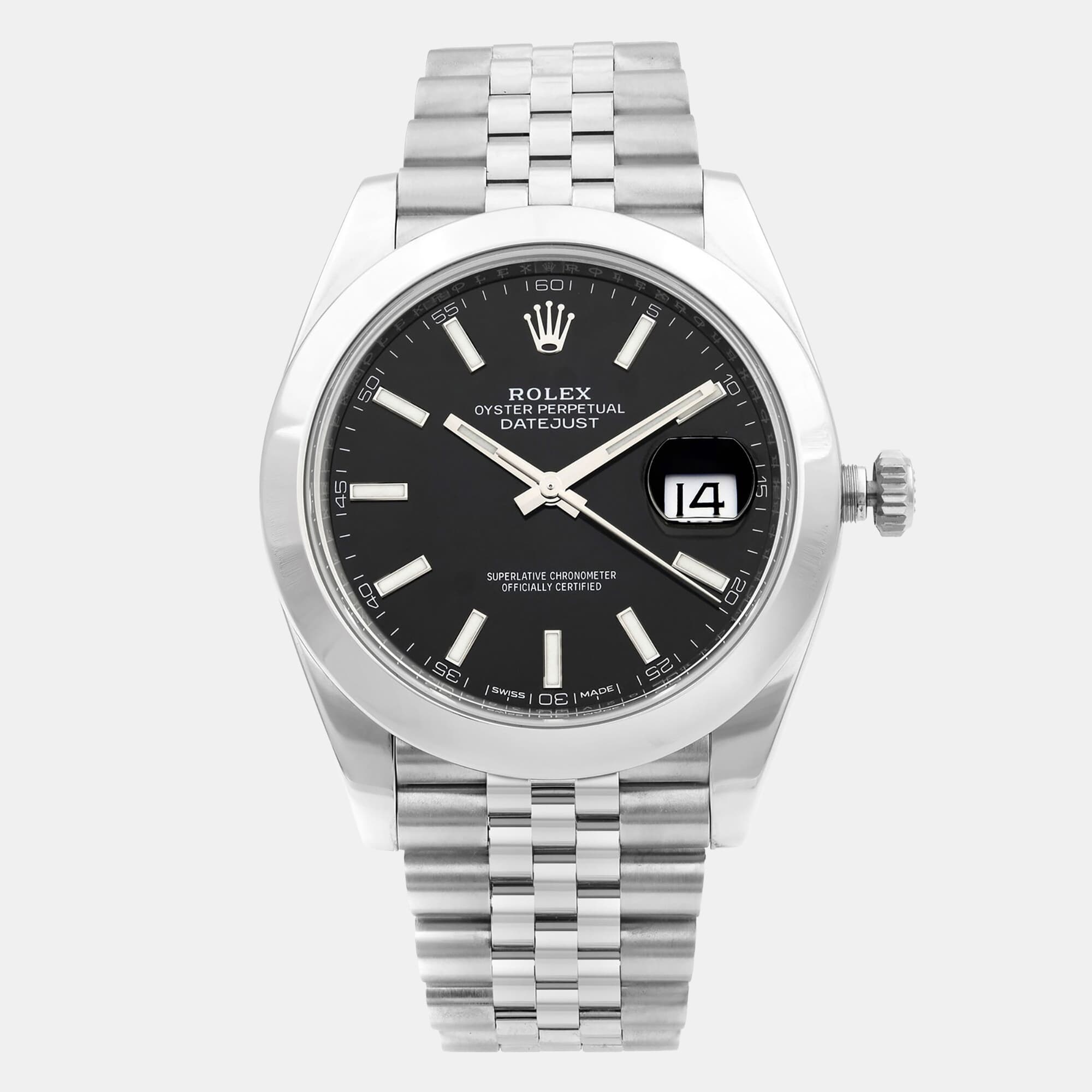 Rolex Datejust 126300 Automatic Black Stainless Steel Men's Wristwatch 41mm