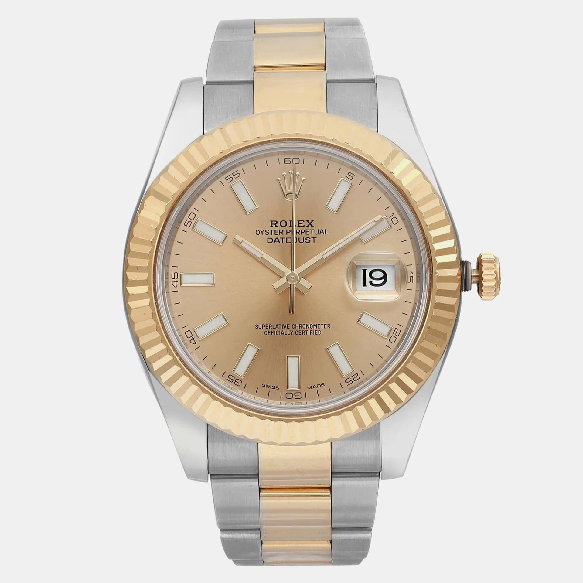 Rolex Datejust II 116333 Champagne Dial 18K Yellow Gold Stainless Steel Men's Wristwatch 41mm