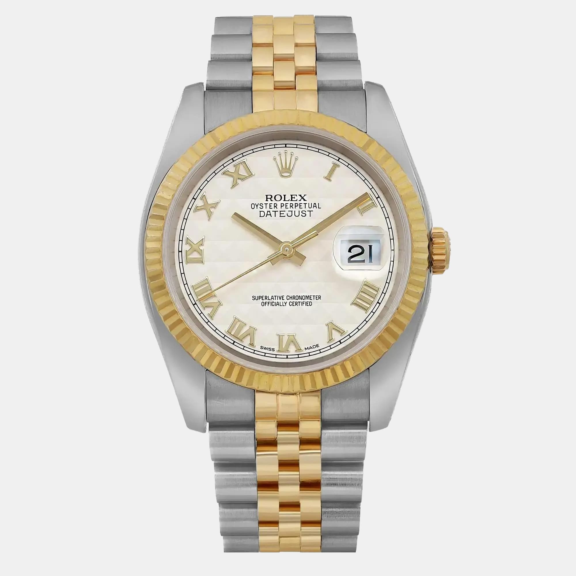 Rolex Datejust 116233 Automatic Cream Stainless Steel and Gold Men's Wristwatch 36mm
