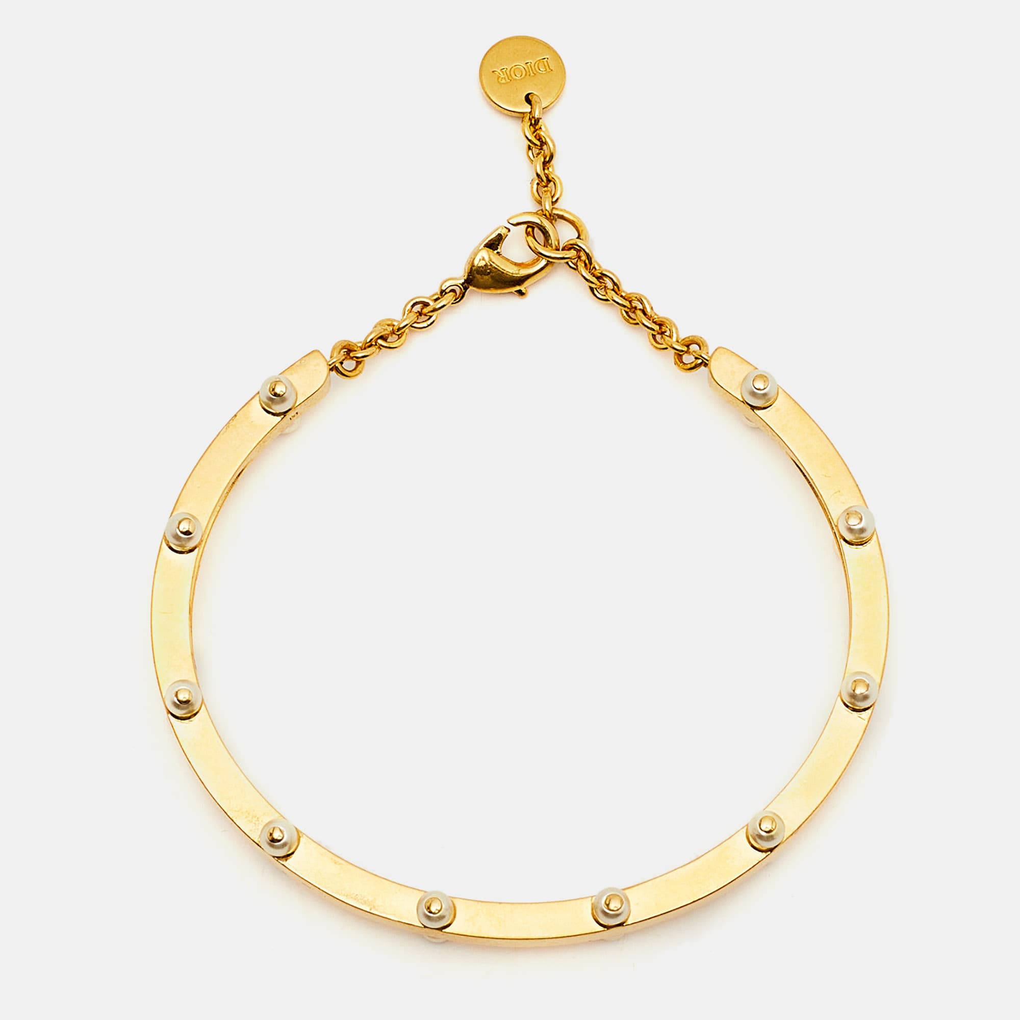 Dior D-Boom Faux Pearl Gold Tone Bracelet M