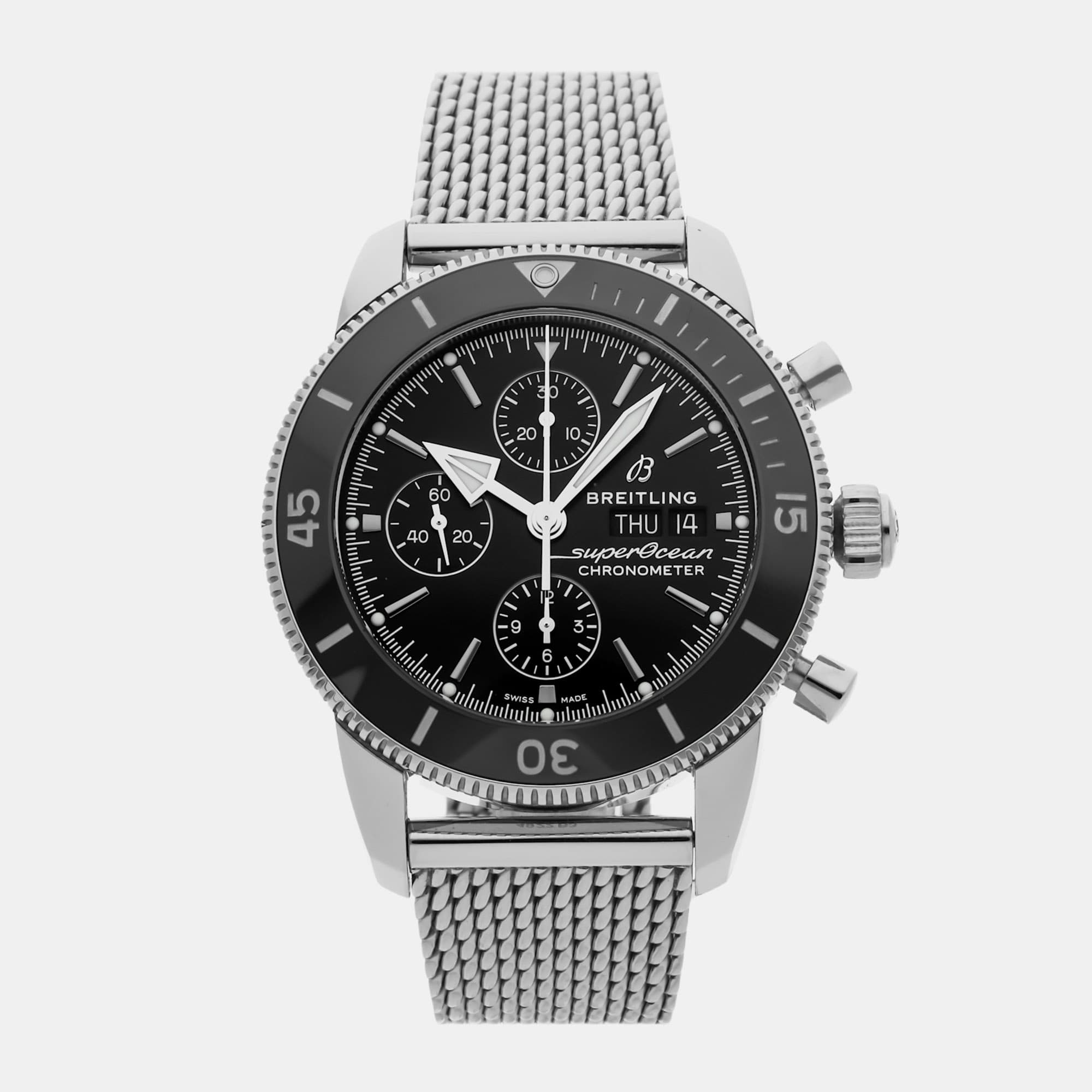 Pre-Owned Breitling Superocean Heritage Chronograph A13313121B1A1 Black Automatic Stainless Steel Men's Wristwatch 44 MM