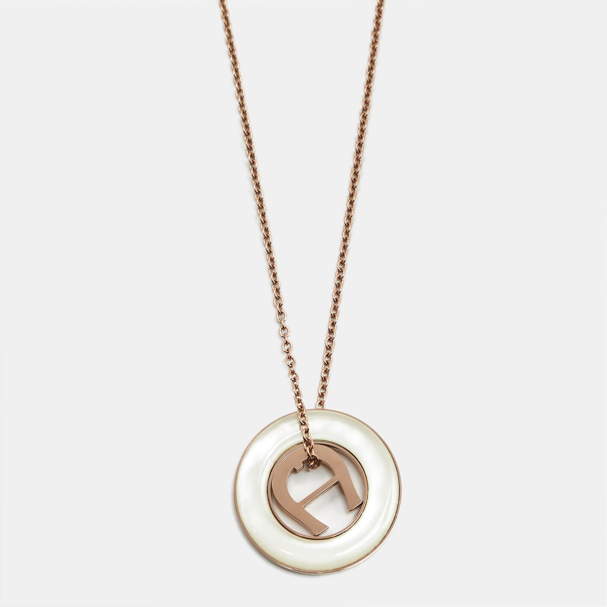 Aigner Logo Composite Rose Gold Tone Necklace