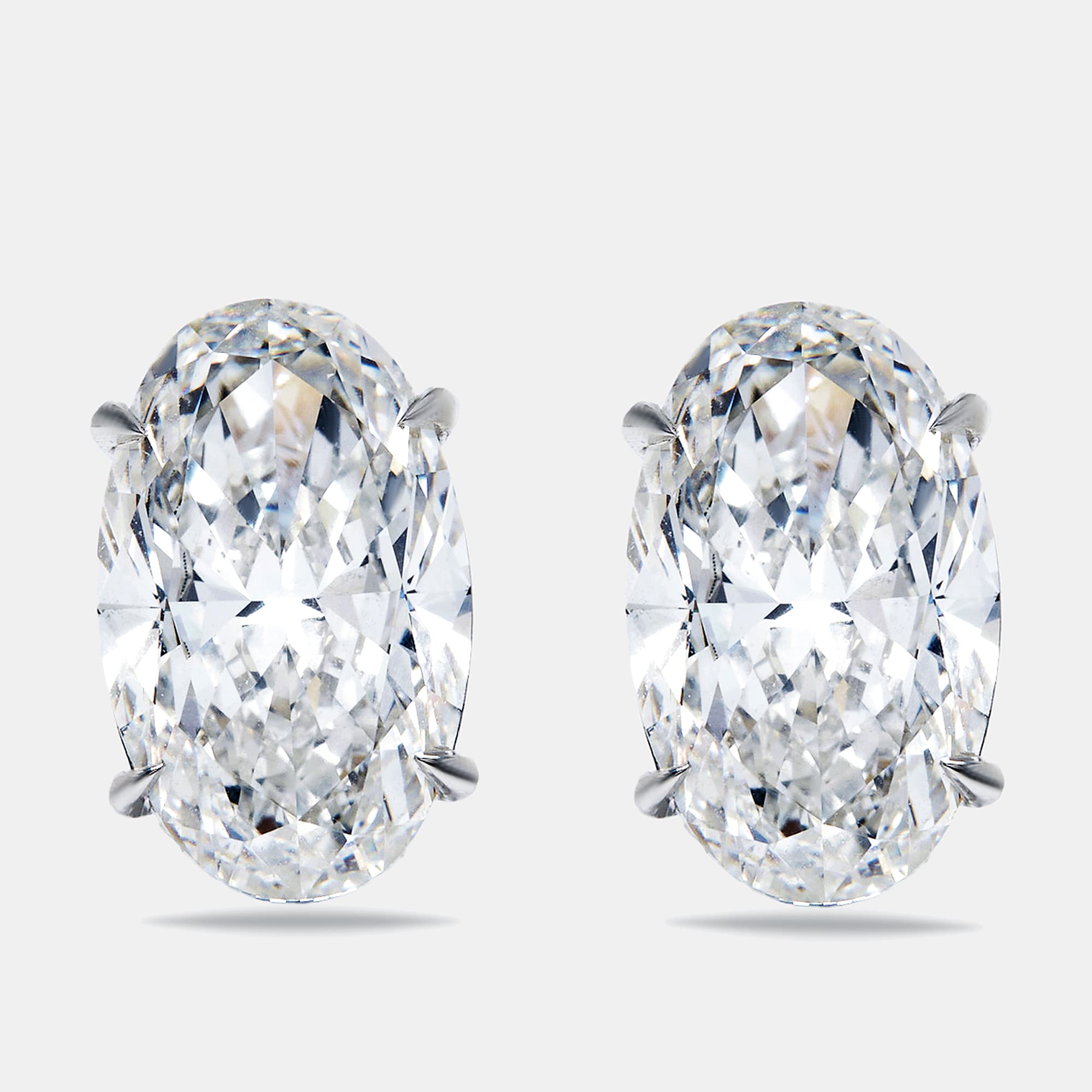 10.00 cts Oval Brilliant Cut Lab Grown Diamond 18k White Gold Earrings