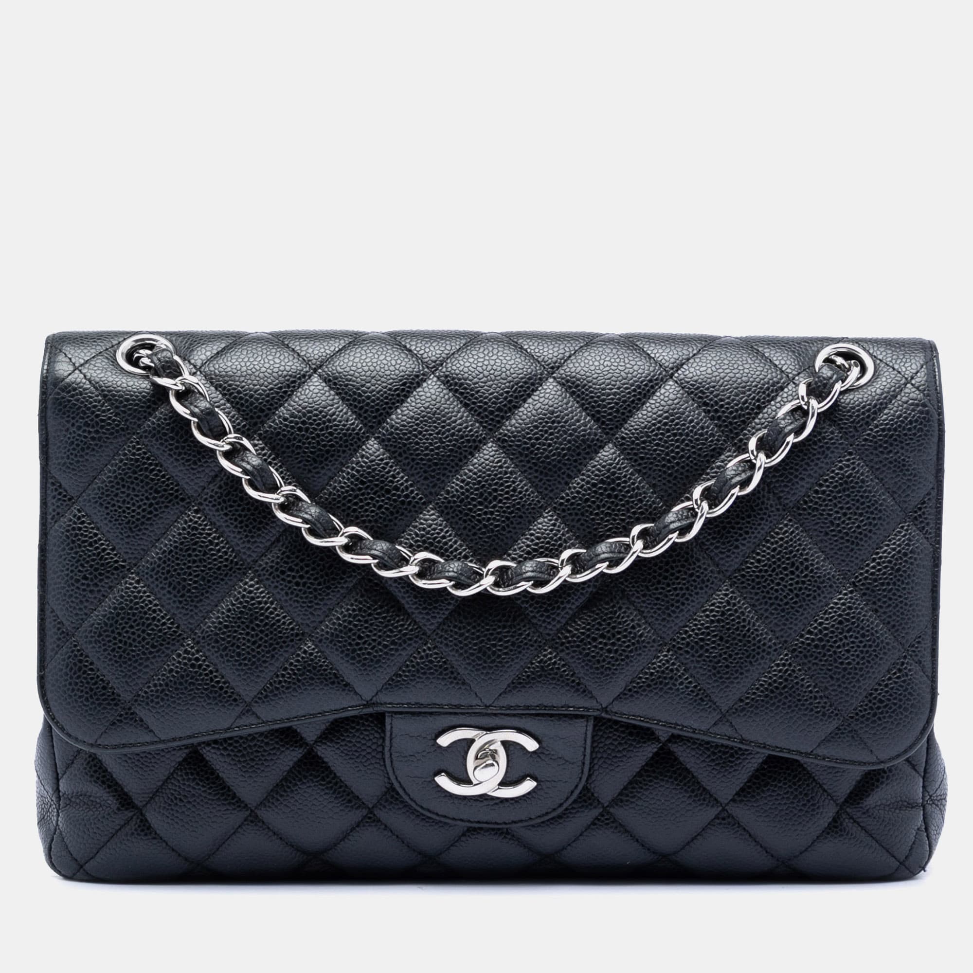 Chanel Black Jumbo Classic Caviar Double Flap