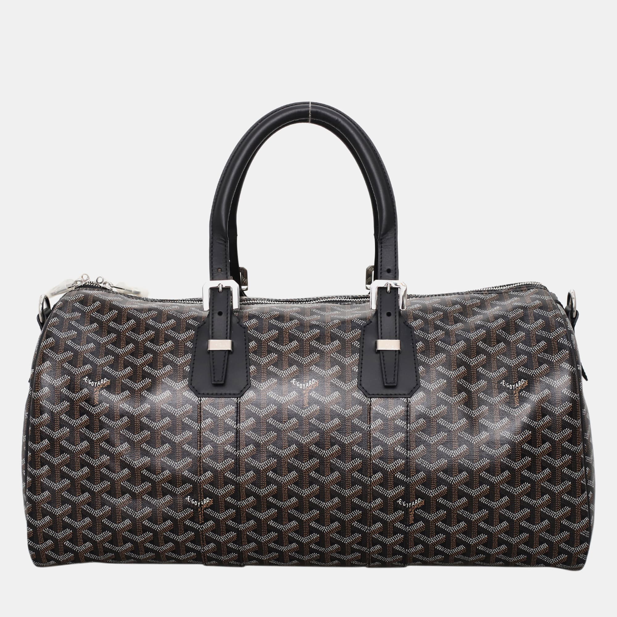 Goyard Boston 45 Black Coated Canvas Travel Bag