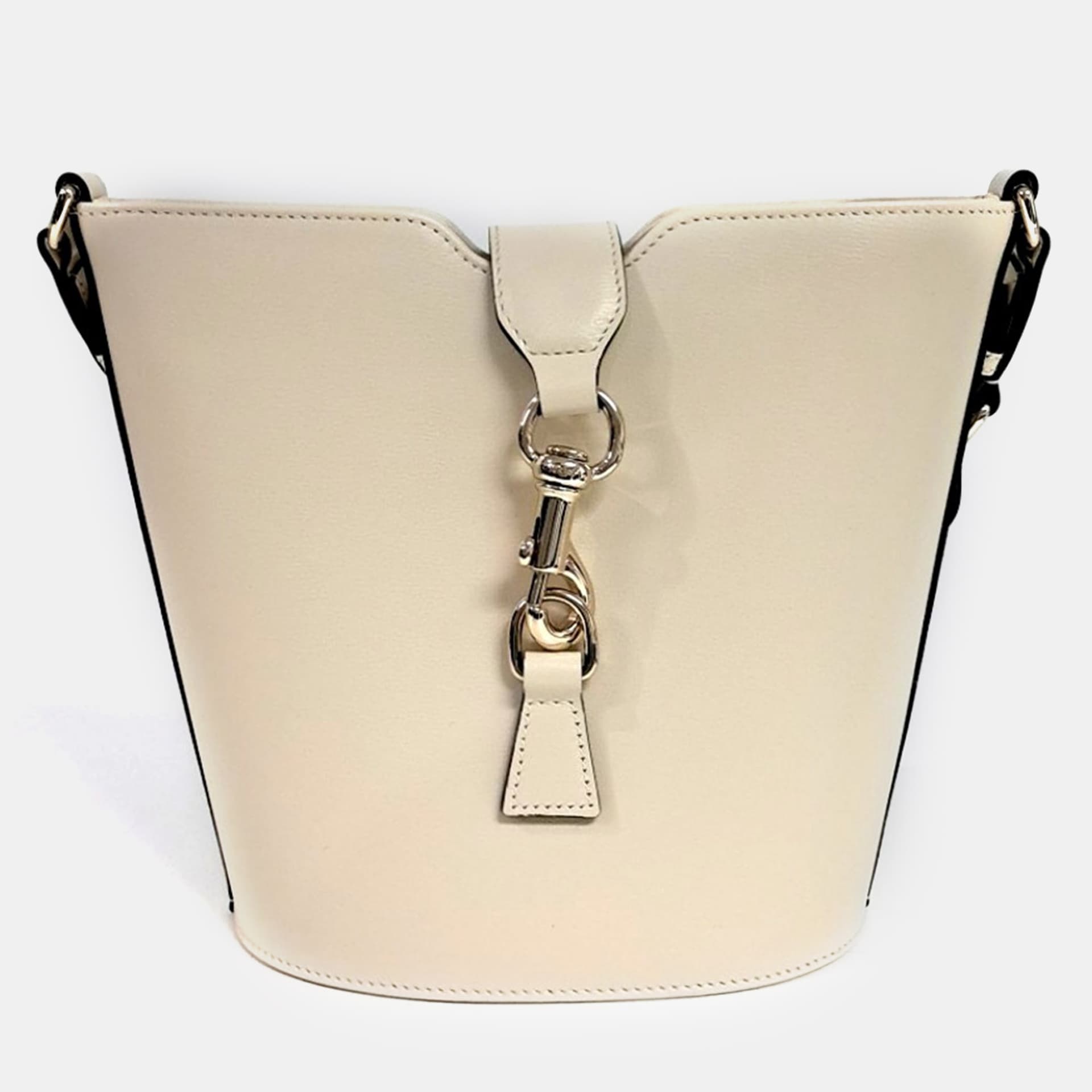 Gucci White Leather Mini Bucket Shoulder Bag