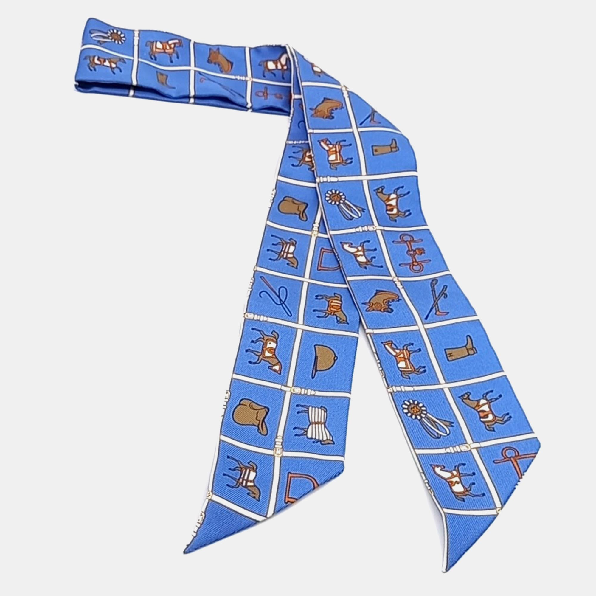 Hermes Silk Blue Twilly Scarf