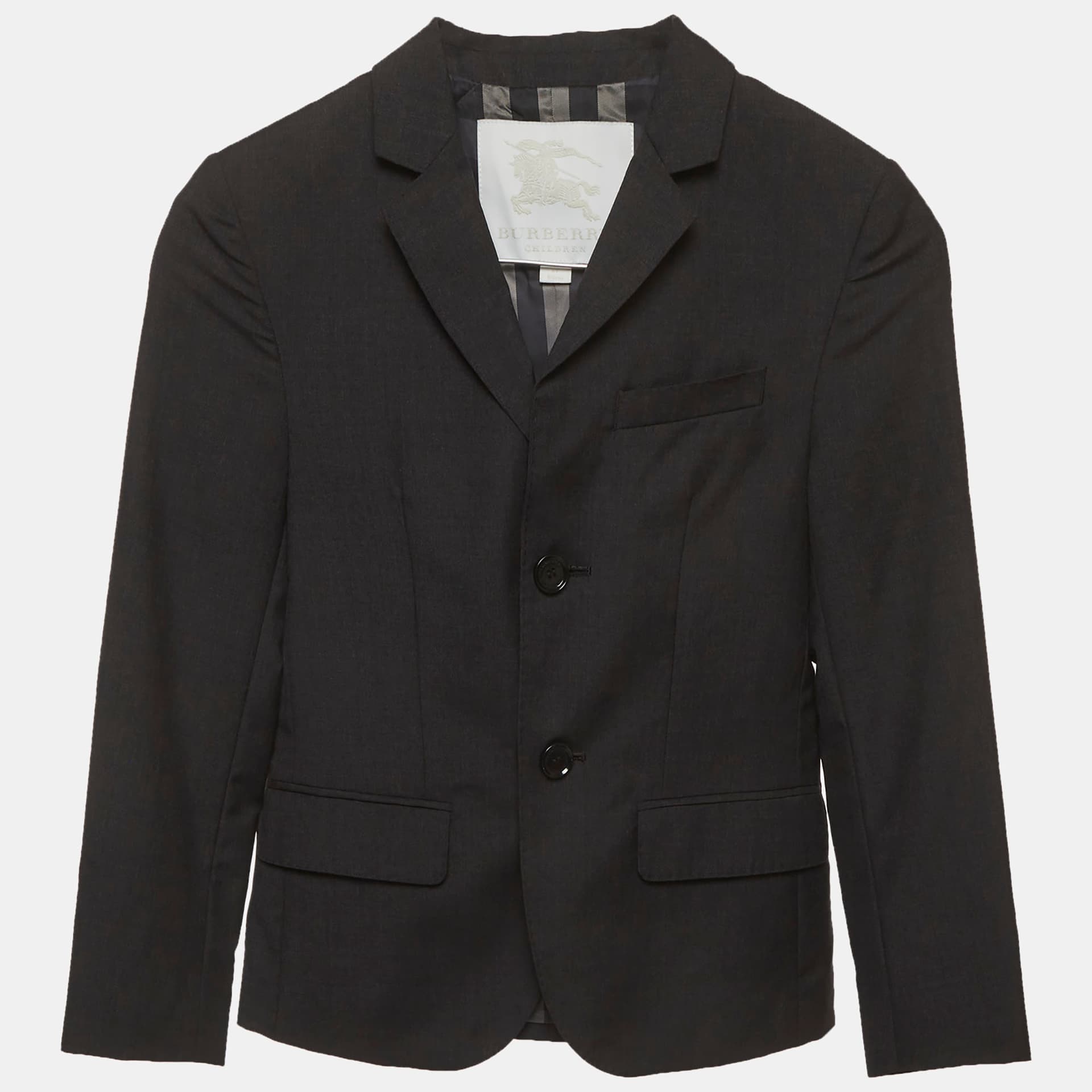 Burberry Kids Grey Wool Tailored Single Breasted Blazer 8 Yrs