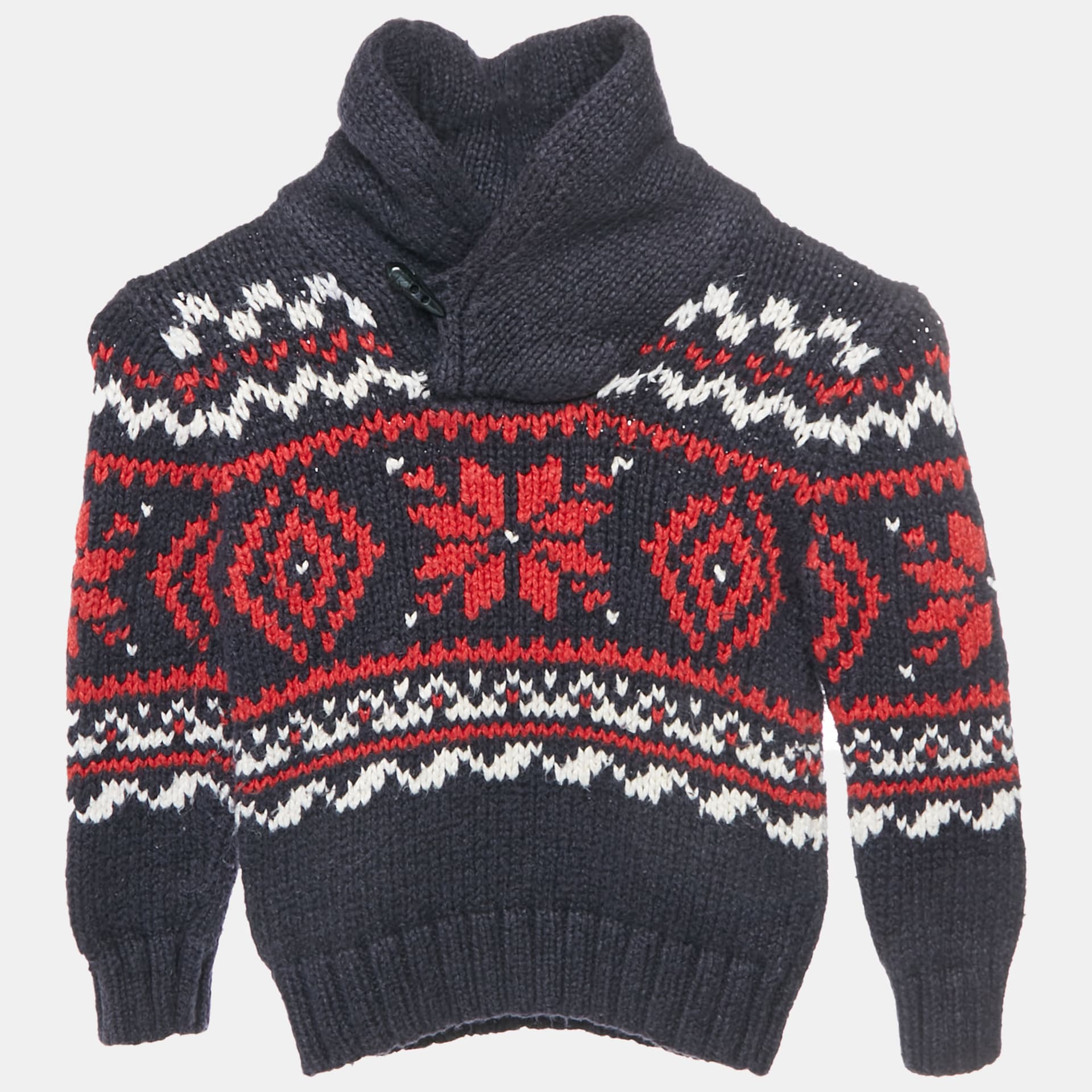 Polo Ralph Lauren Kids Navy Blue Knit Jacquard Snowflake Sweater 4 Yrs