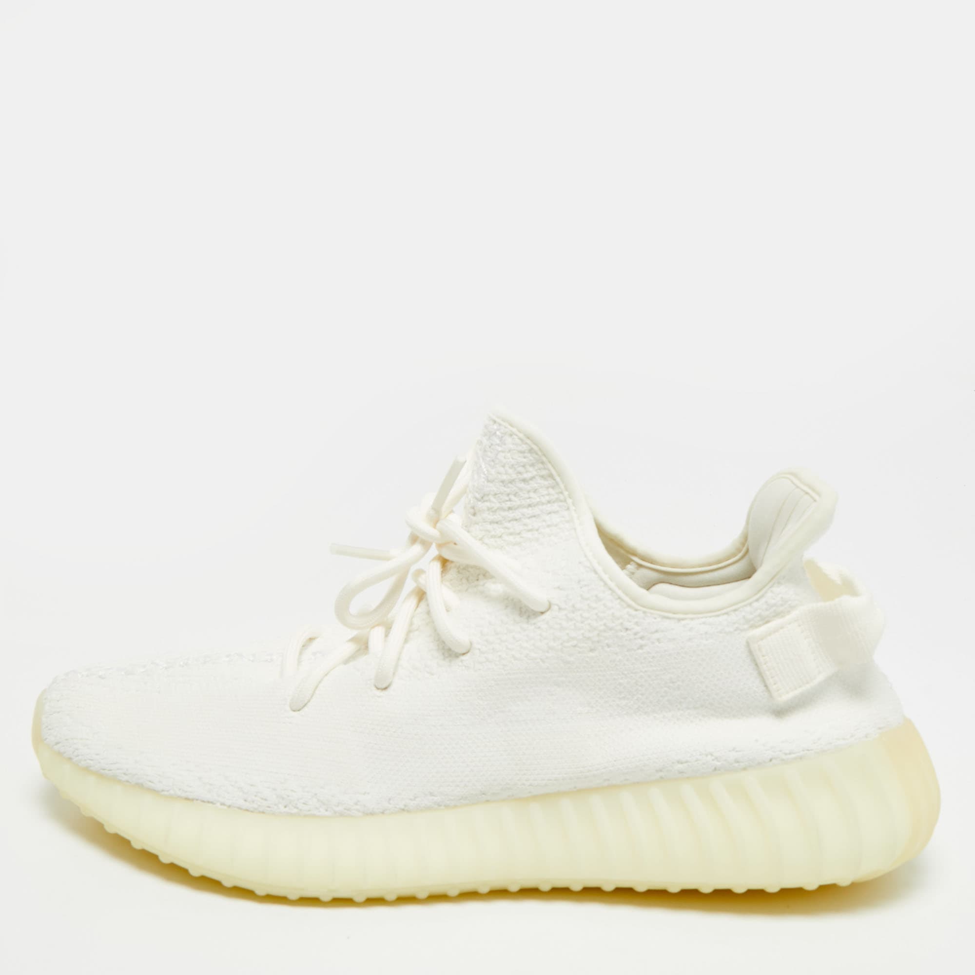 Yeezy x Adidas Boost 350 V2 Size 45.5 White Knit Fabric Low Top Sneakers