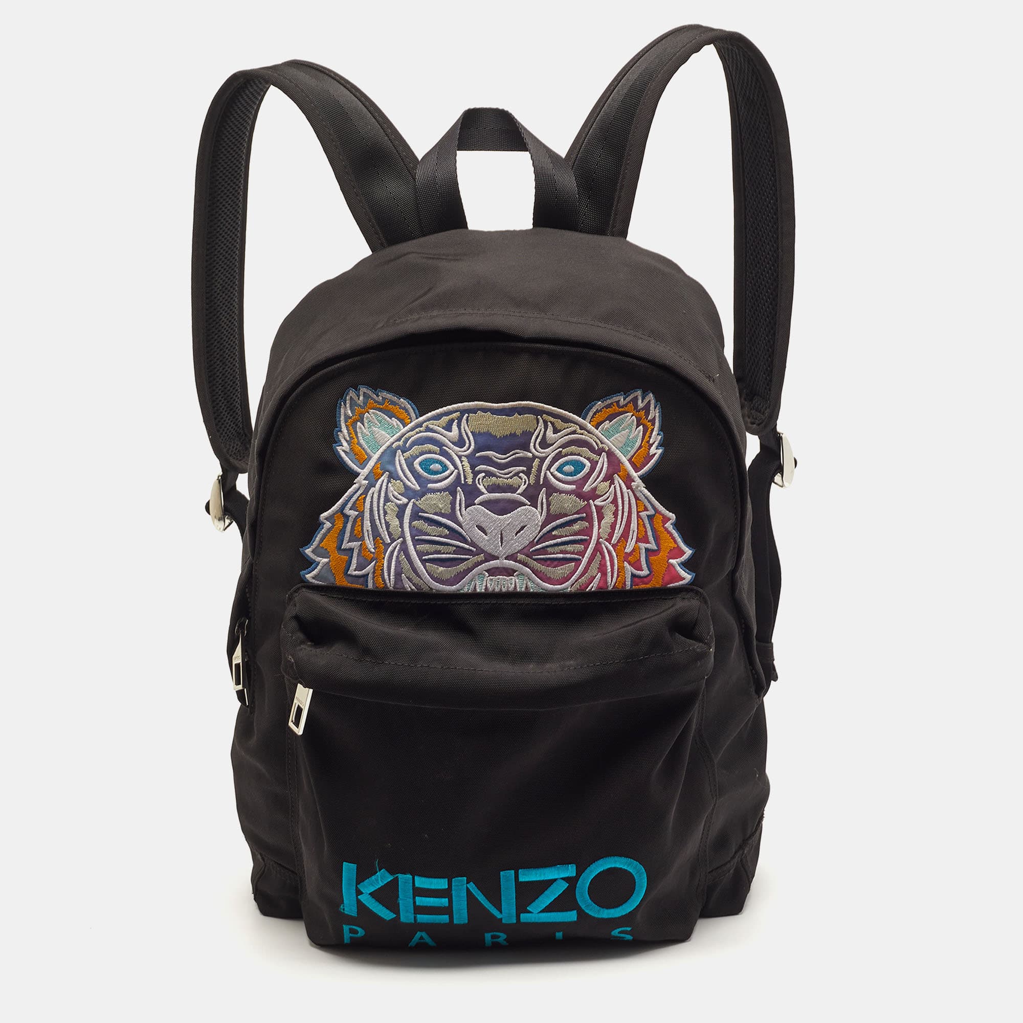 Kenzo Tiger Embroidered Black Nylon Backpack