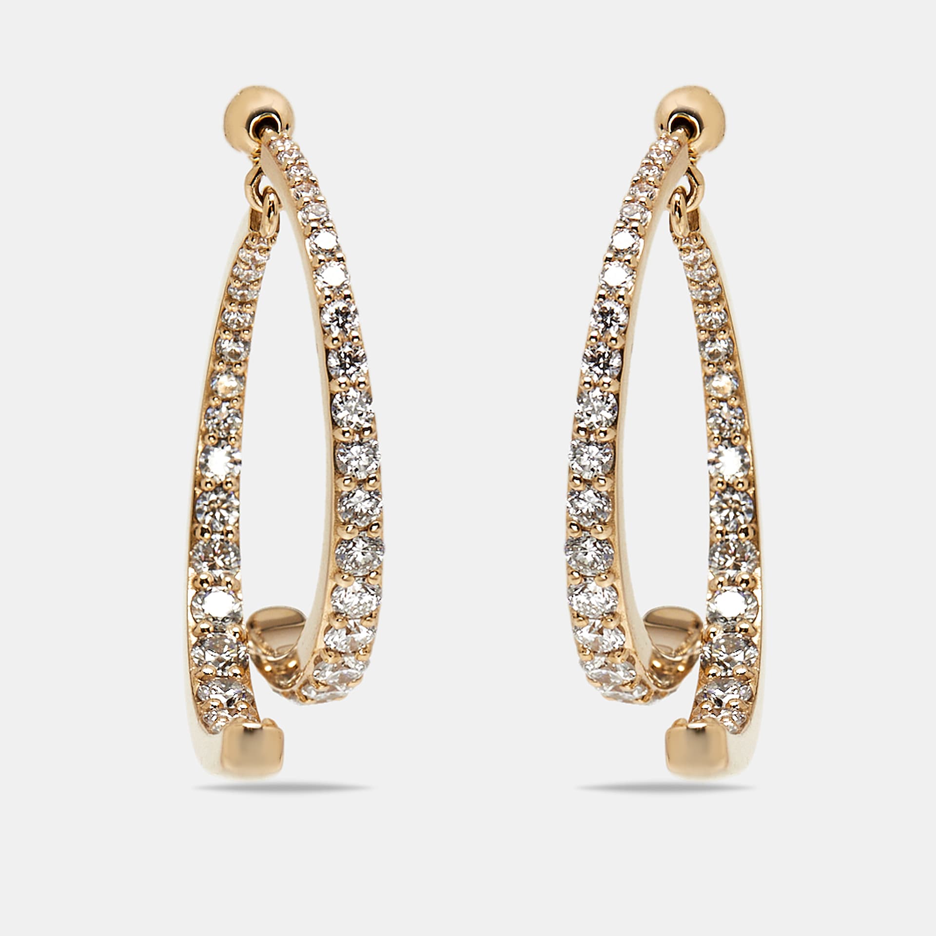 2.1 cts Round Lab Grown Diamonds 18k Yellow Gold Earrings