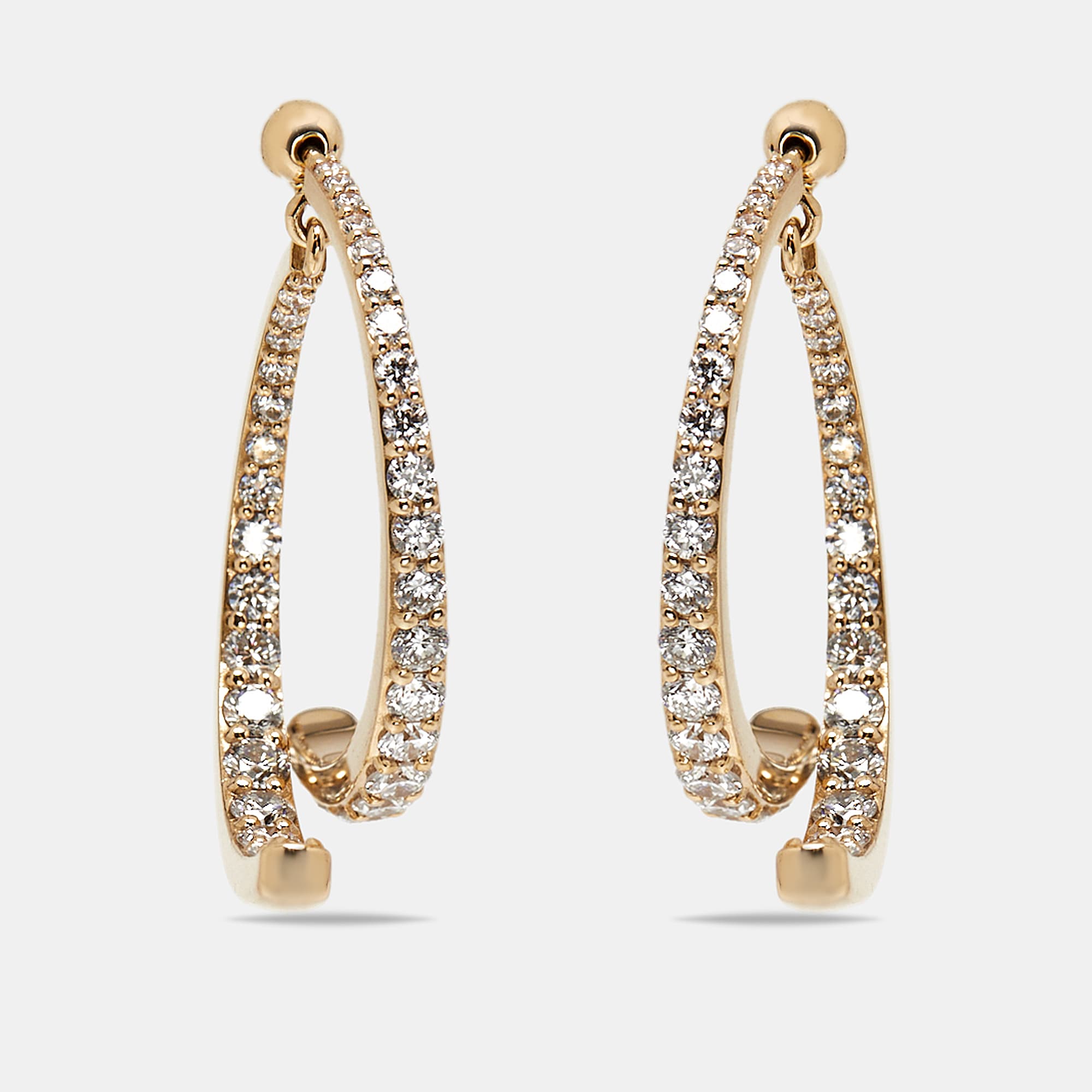 2.1 cts Round Lab Grown Diamonds 18k Yellow Gold Earrings