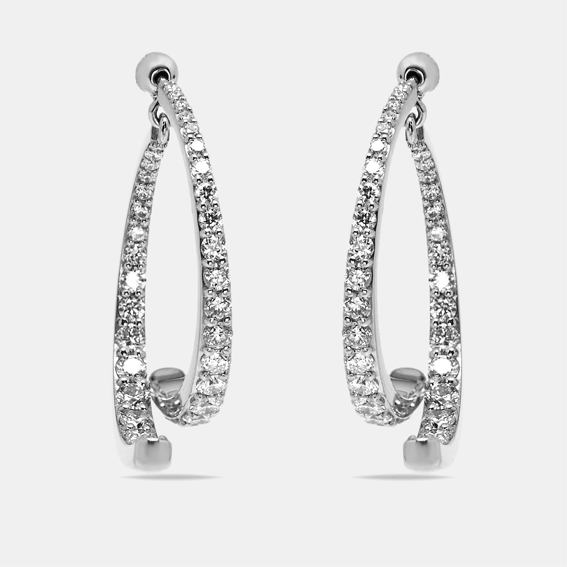 2.1 cts Round Lab Grown Diamonds 18k White Gold Earrings