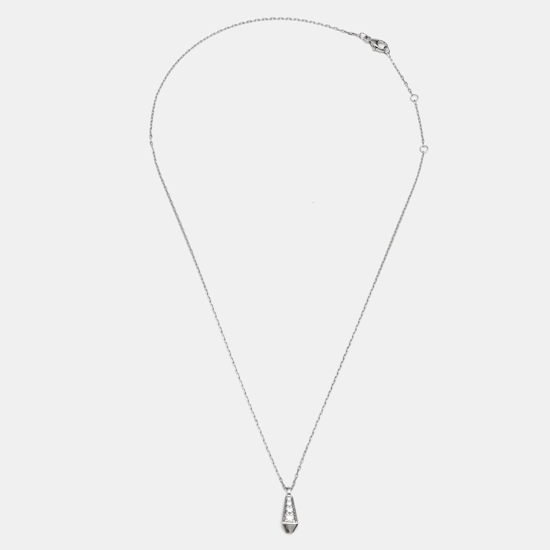 Orlov Monte Carlo Spike One Full Pave Diamonds 18k White Gold Mini Model Necklace