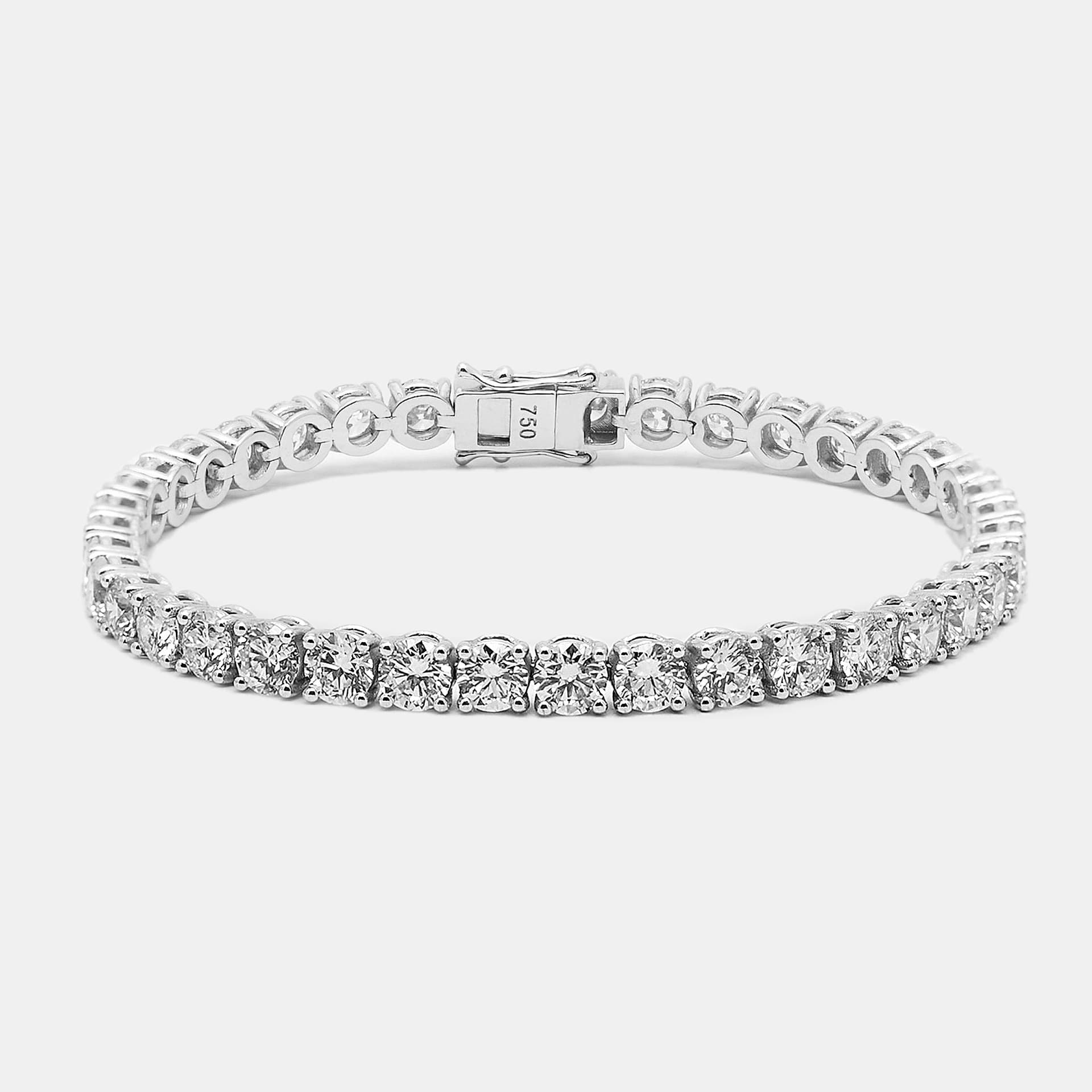 11 cts Round Brilliant Cut 18k White Gold Lab Grown Diamonds Tennis Bracelet