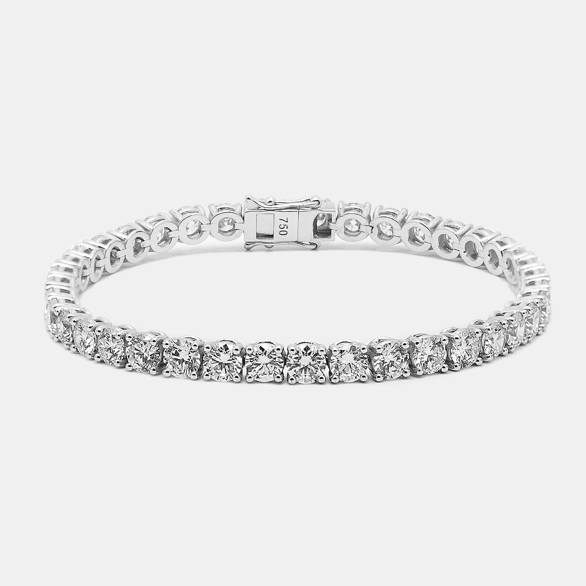 9.50 cts Round Brilliant Cut Lab Grown Diamonds 18k White Gold Tennis Bracelet