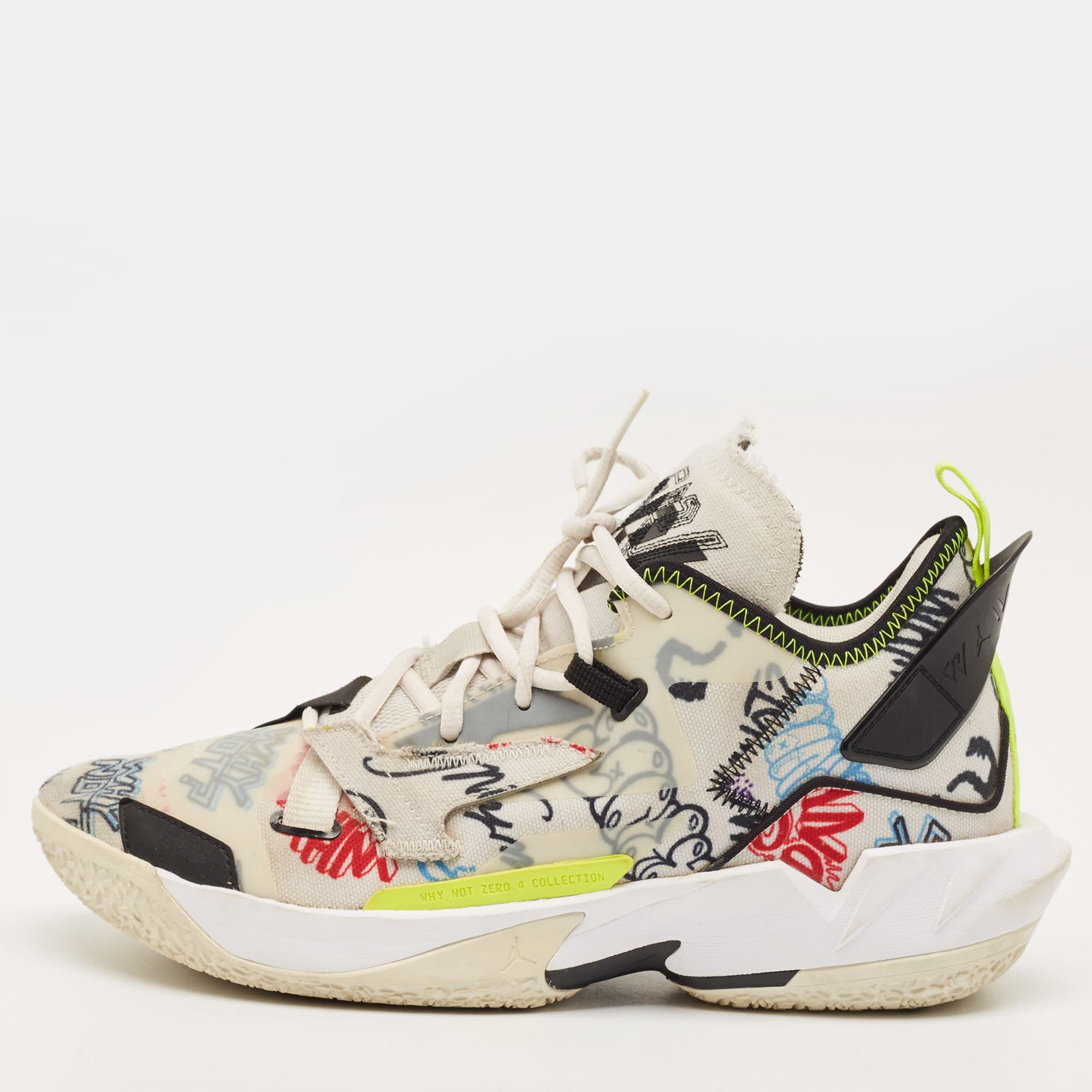 Air Jordans Why Not Zer0.4 Size 44 Multicolor Canvas Graffiti basketball Lace Up Sneakers