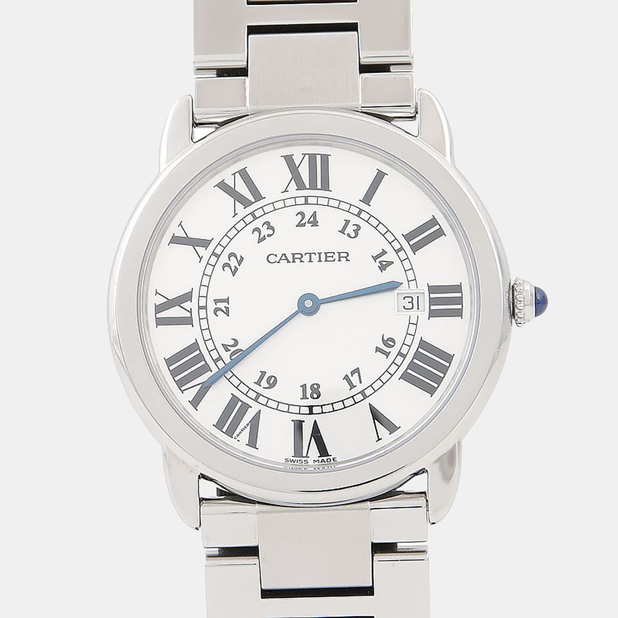Cartier Ronde Solo W6701005 Quartz White Stainless Steel Men's Wristwatch 36mm