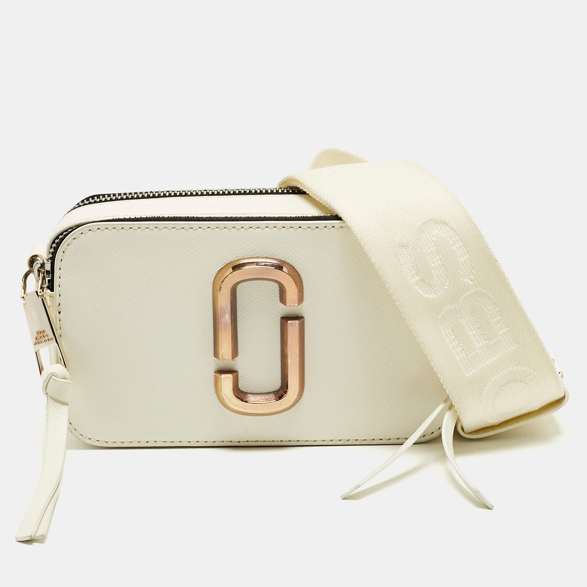 Marc Jacobs Snapshot White Saffiano Leather Camera Crossbody Bag