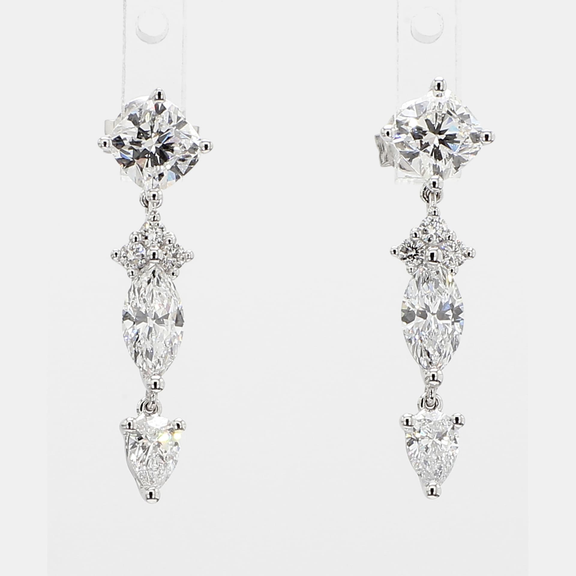 2.04 cts Lab Grown Diamond 14k White Gold Fancy Mix Earrings