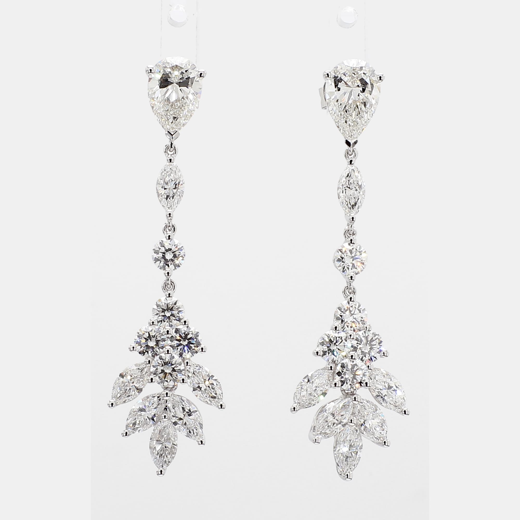 3.78 cts Lab Grown Diamond 14k White Gold Fancy Mix Earrings
