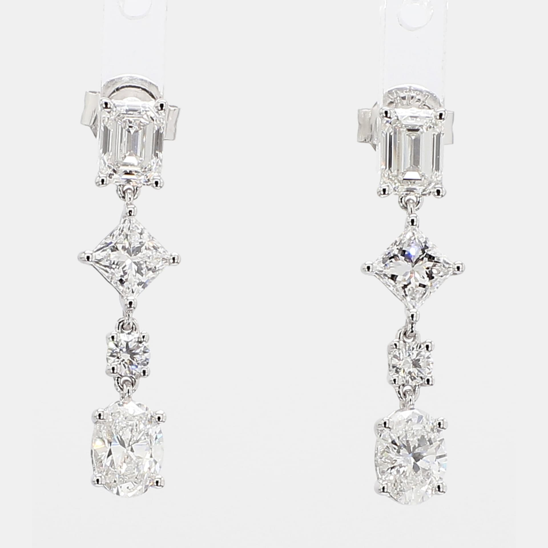 2.22 cts Lab Grown Diamond 14k White Gold Fancy Mix Earrings