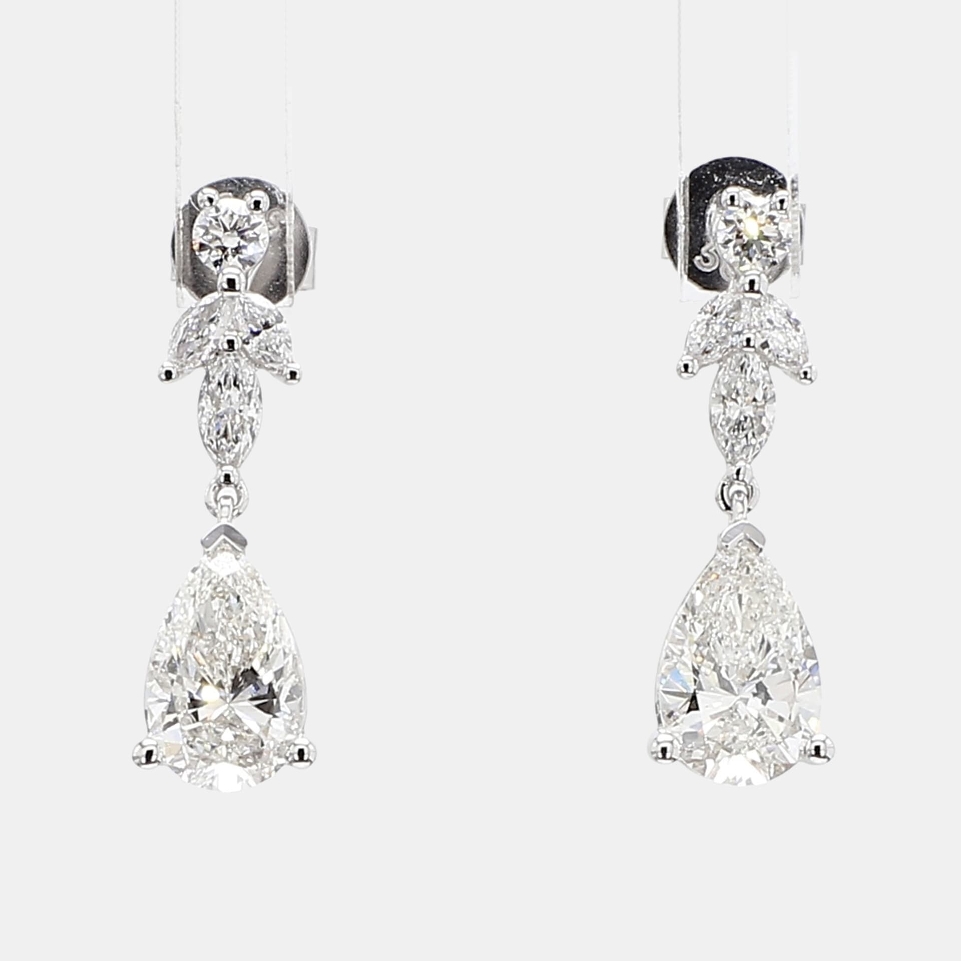 1.83 cts Lab Grown Diamond 14k White Gold Fancy Mix Earrings