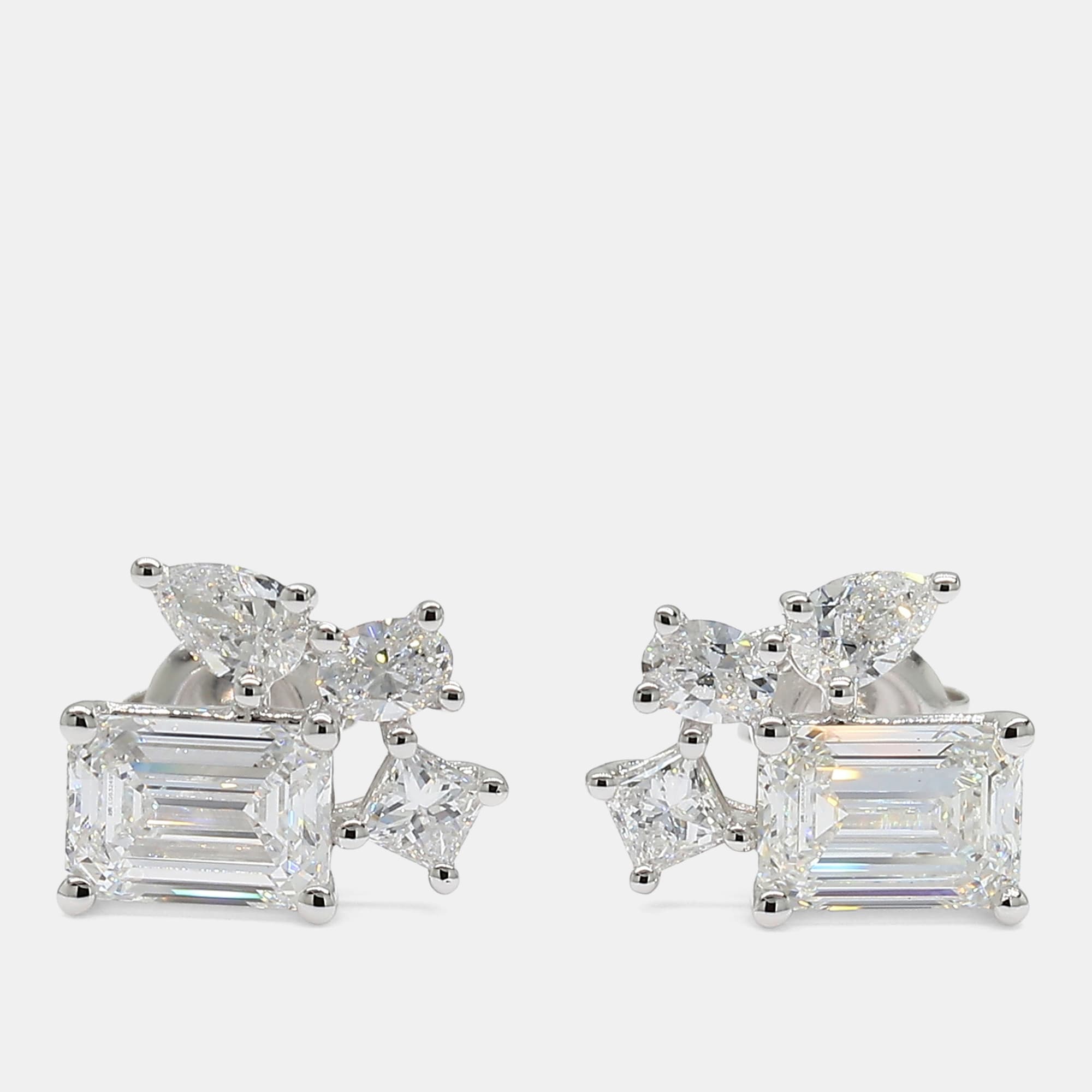 2.00 cts Lab Grown Diamond 14k White Gold Fancy Mix Studs