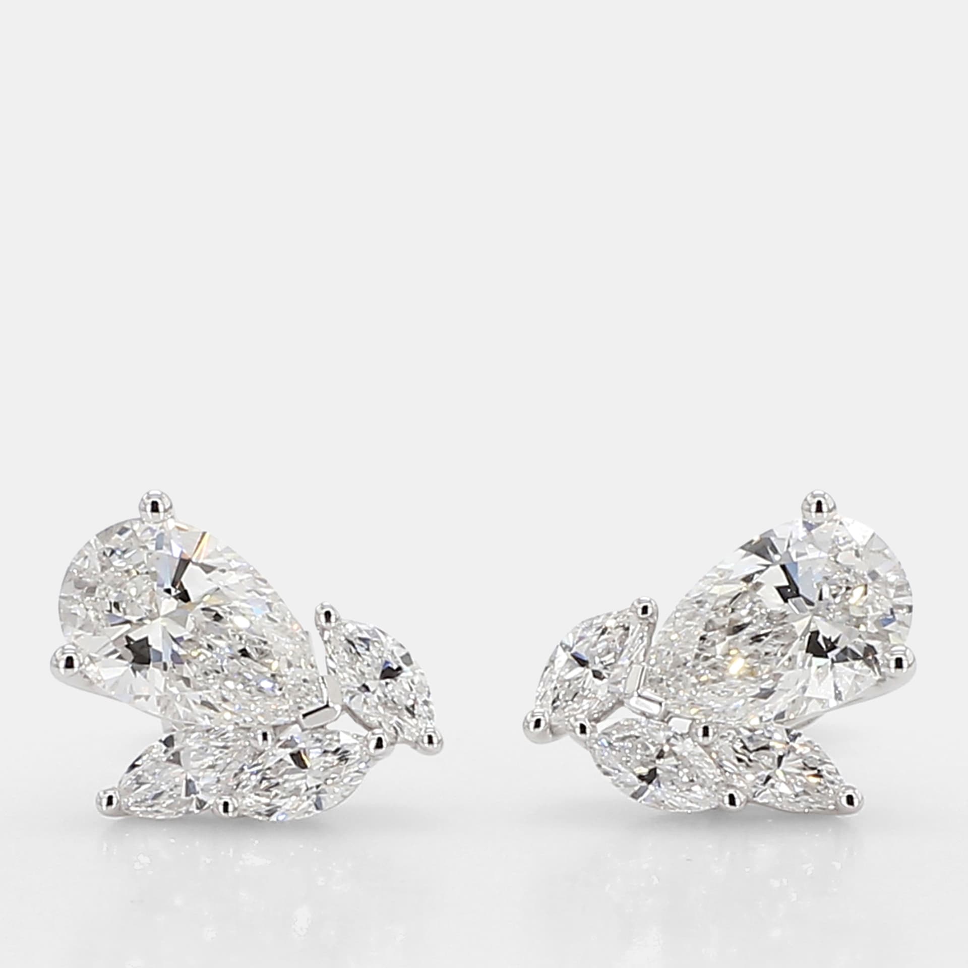 1.98 cts Lab Grown Diamond 14k White Gold Fancy Mix Studs