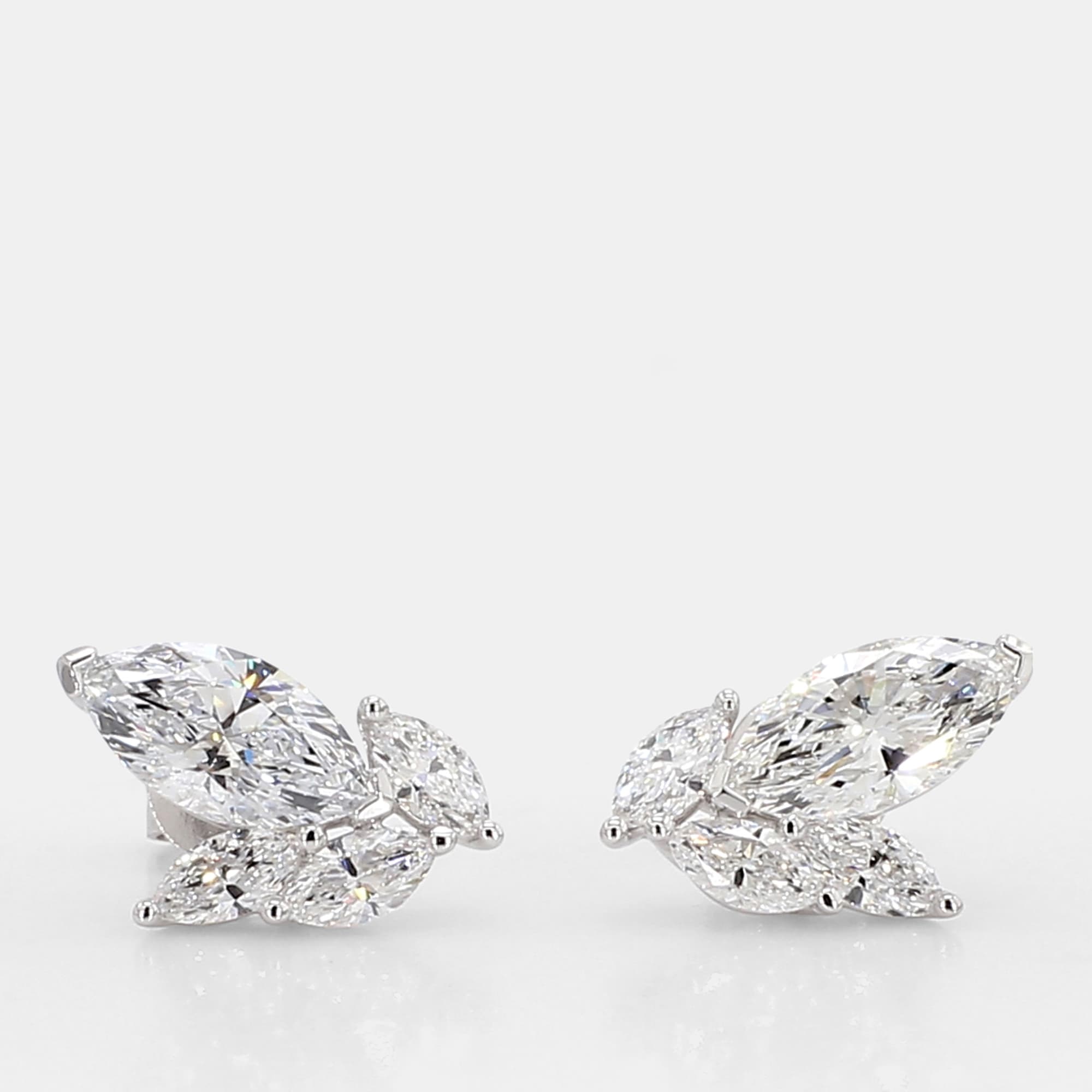 1.48 cts Lab Grown Diamond 14k White Gold Fancy Mix Studs