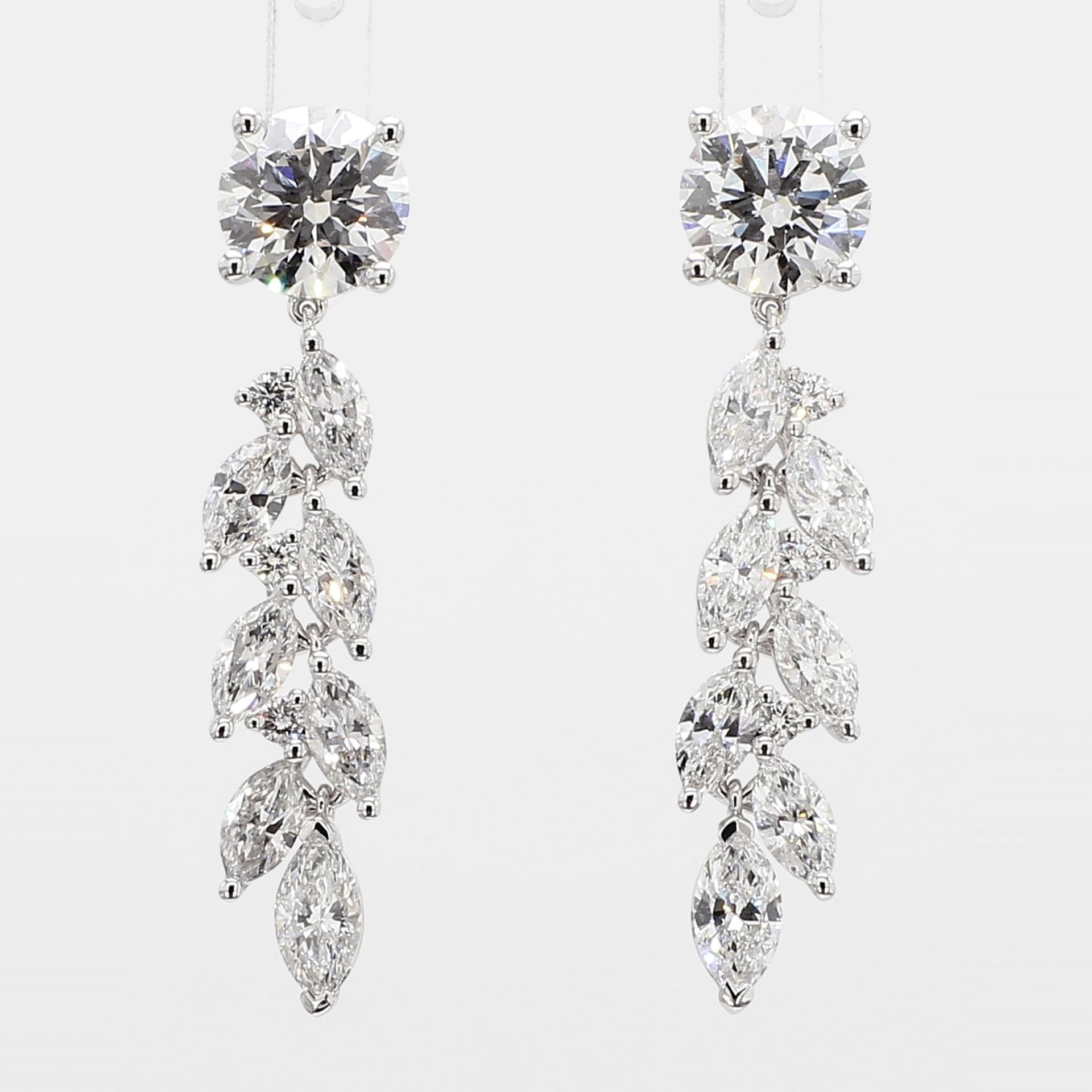 4.03 cts Lab Grown Diamond 14k White Gold Fancy Mix Earrings