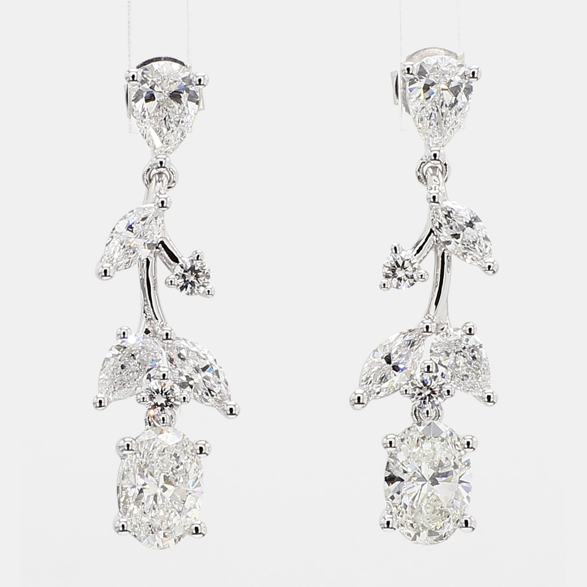 3.11 cts Lab Grown Diamond 14k White Gold Fancy Mix Earrings