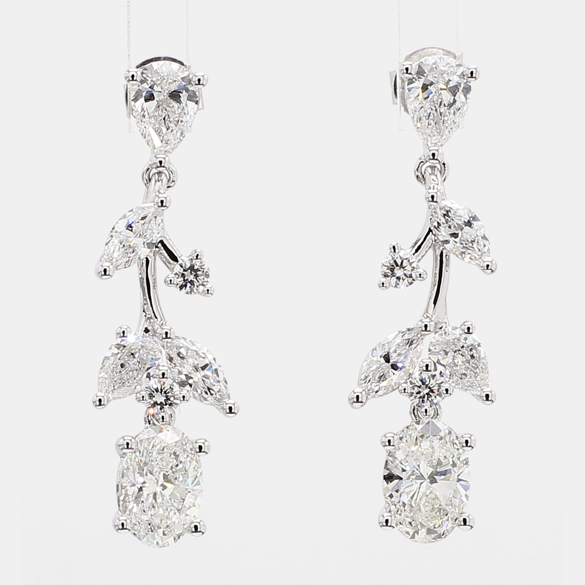 3.11 cts Lab Grown Diamond 14k White Gold Fancy Mix Earrings