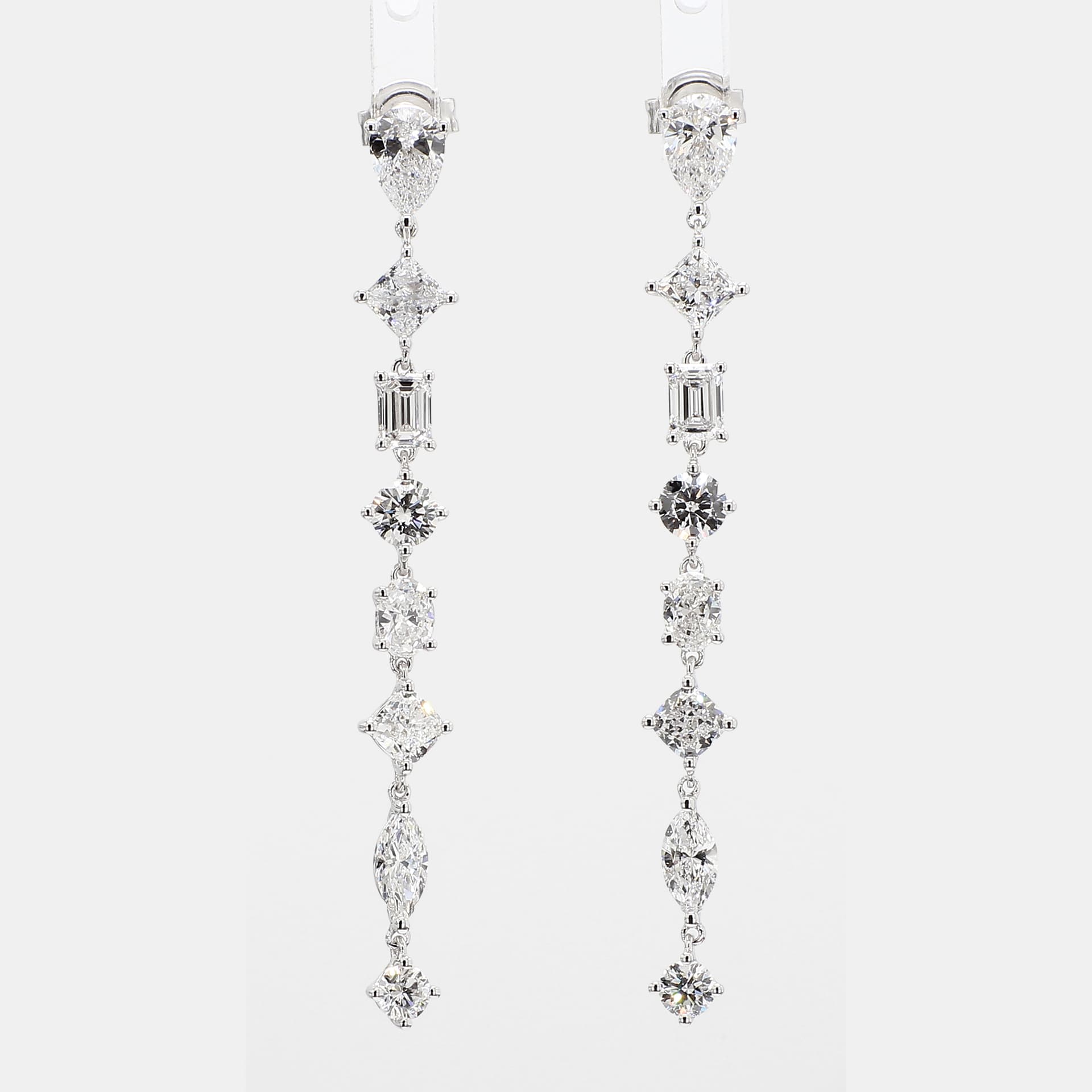 3.52 cts Lab Grown Diamond 14k White Gold Fancy Mix Earrings