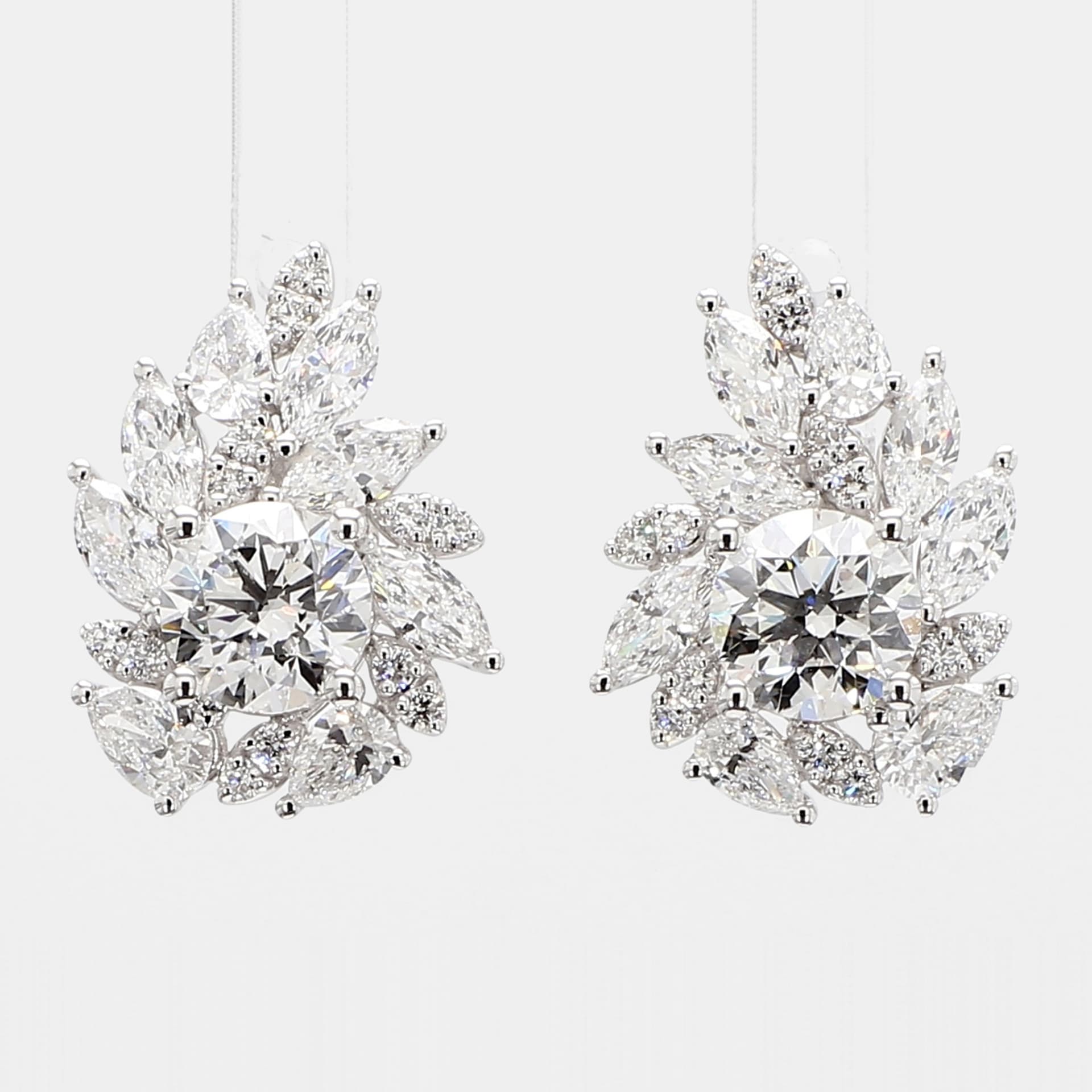 4.04 cts Lab Grown Diamond 14k White Gold Fancy Mix Studs