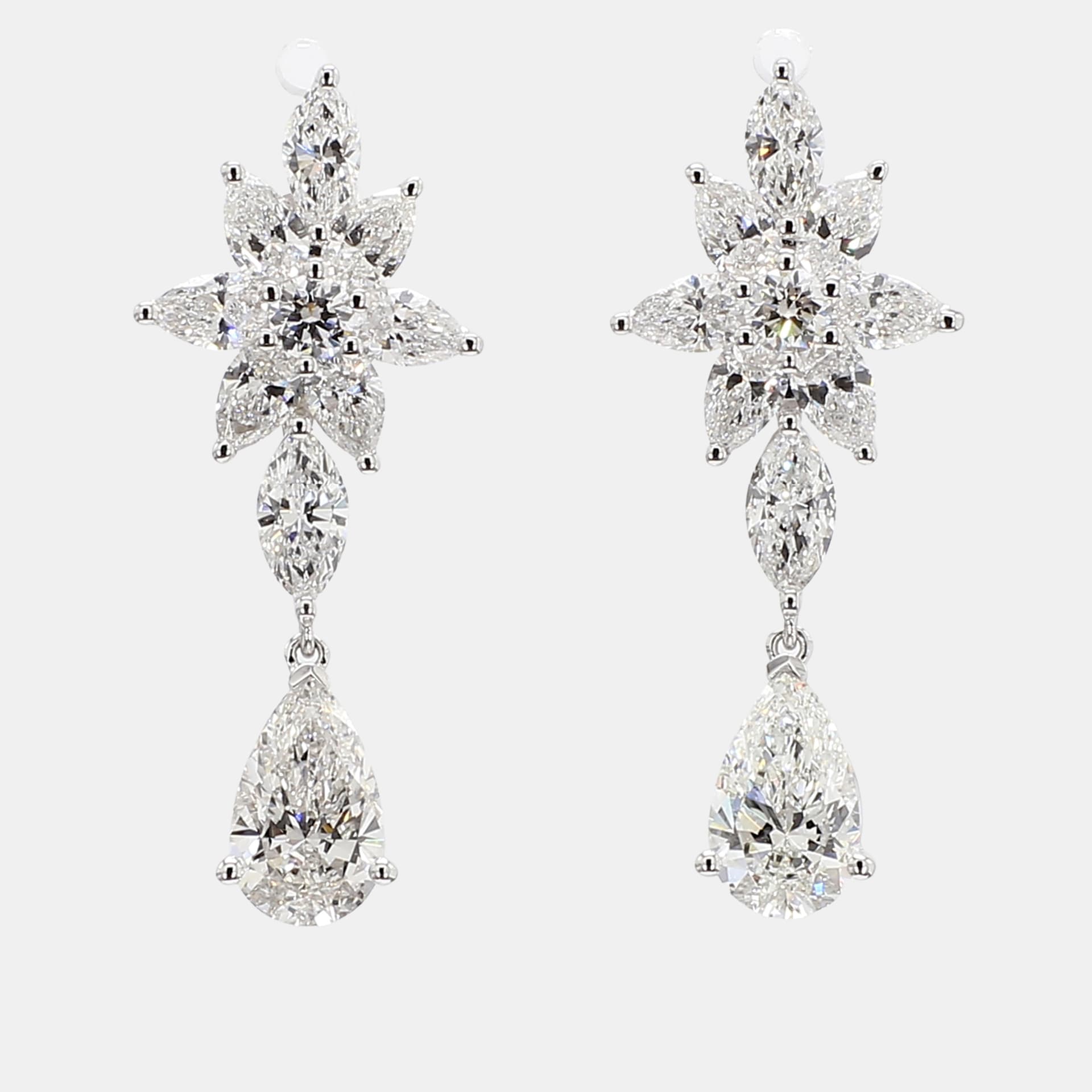 3.50 cts Lab Grown Diamond 14k White Gold Fancy Mix Earrings