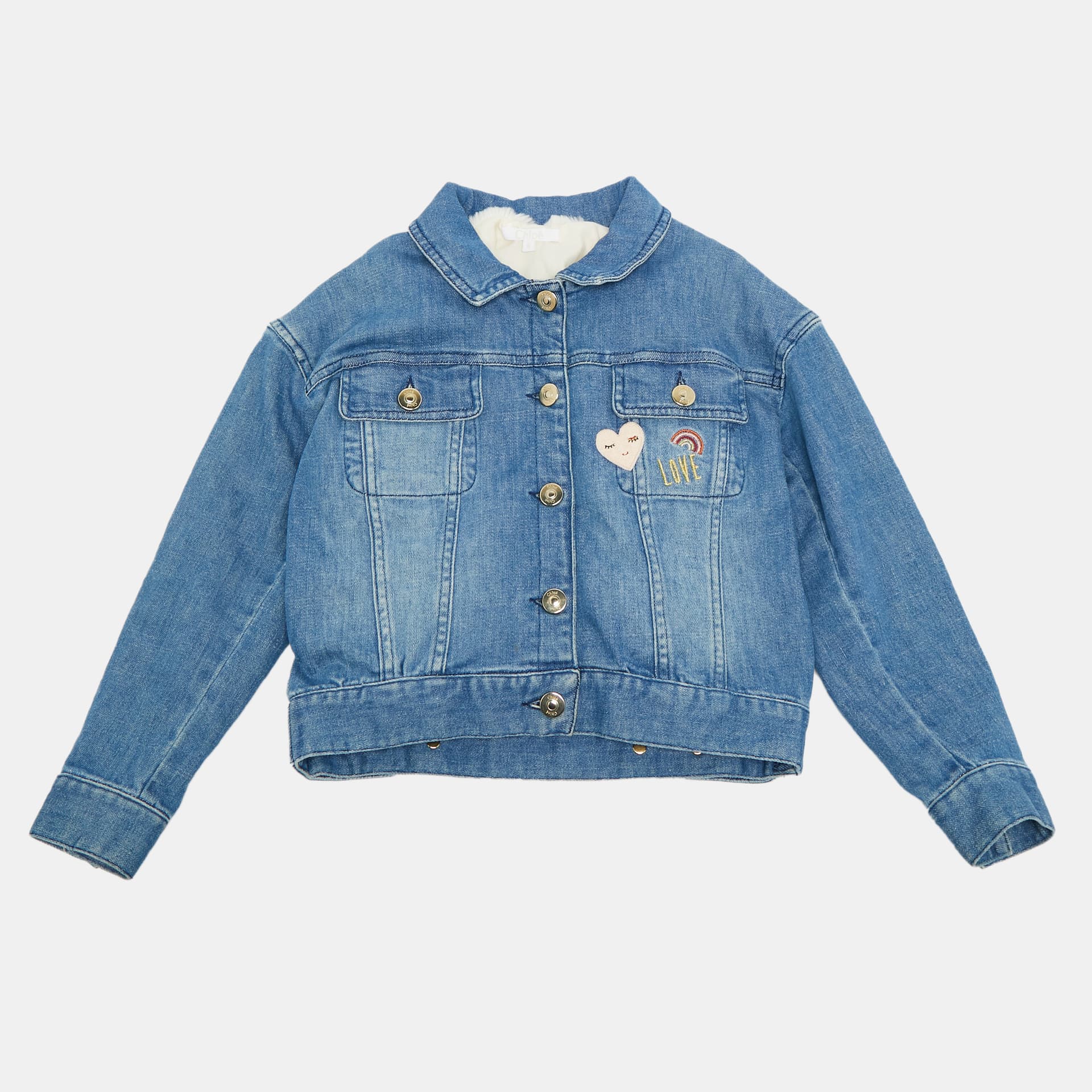 Chloe Blue Denim Removable Faux Fur Lining Jacket 6 Yrs