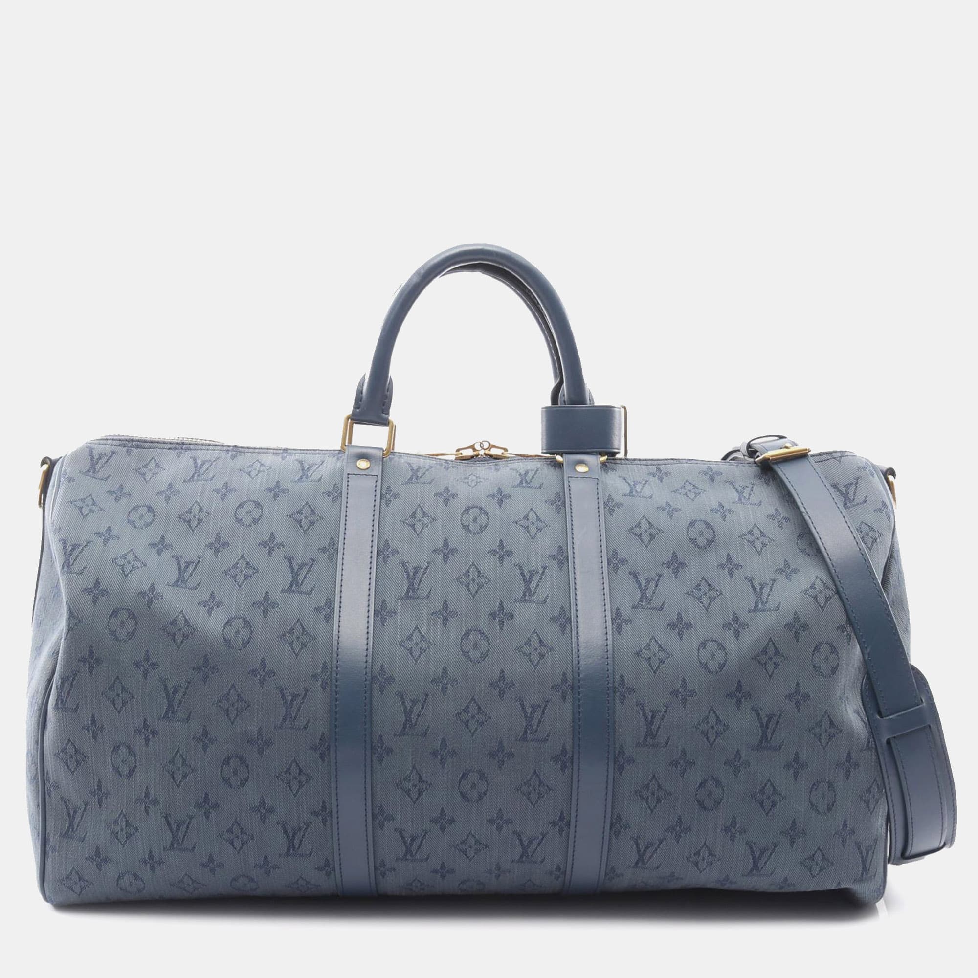 Louis Vuitton Blue Monogram Denim Keepall Bandouliere 50