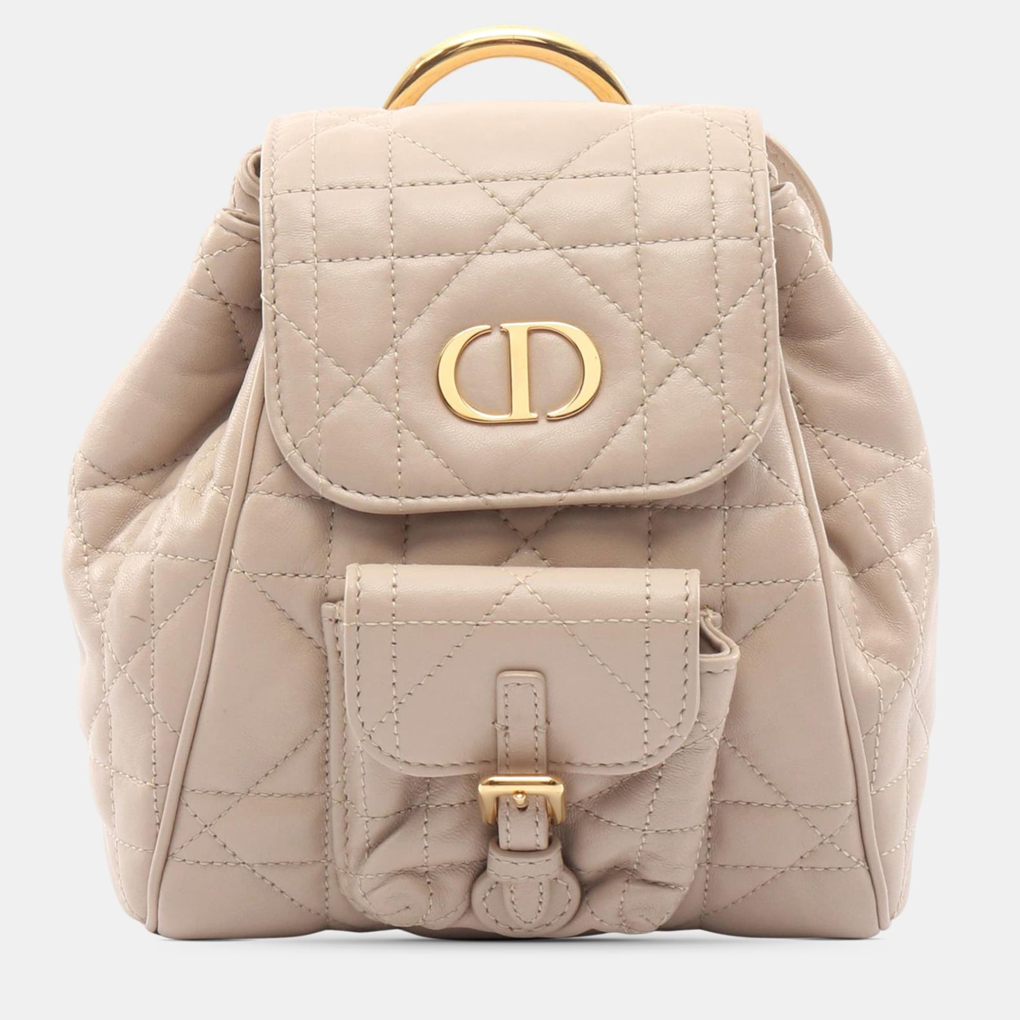 Dior Beige Smal Macrocannage Caro Backpack