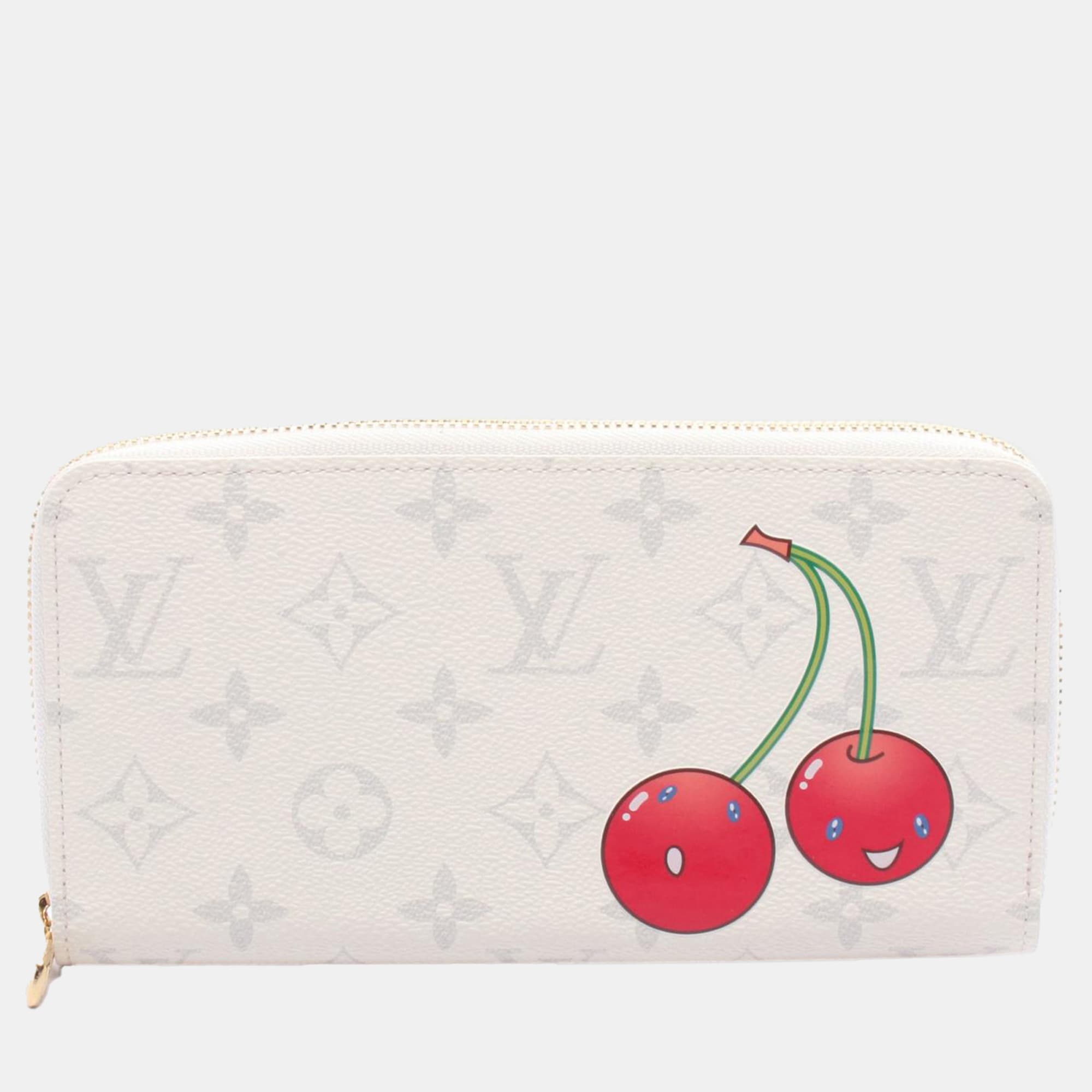 Louis Vuitton White Takashi Murakami Monogram Cherry Zippy Wallet