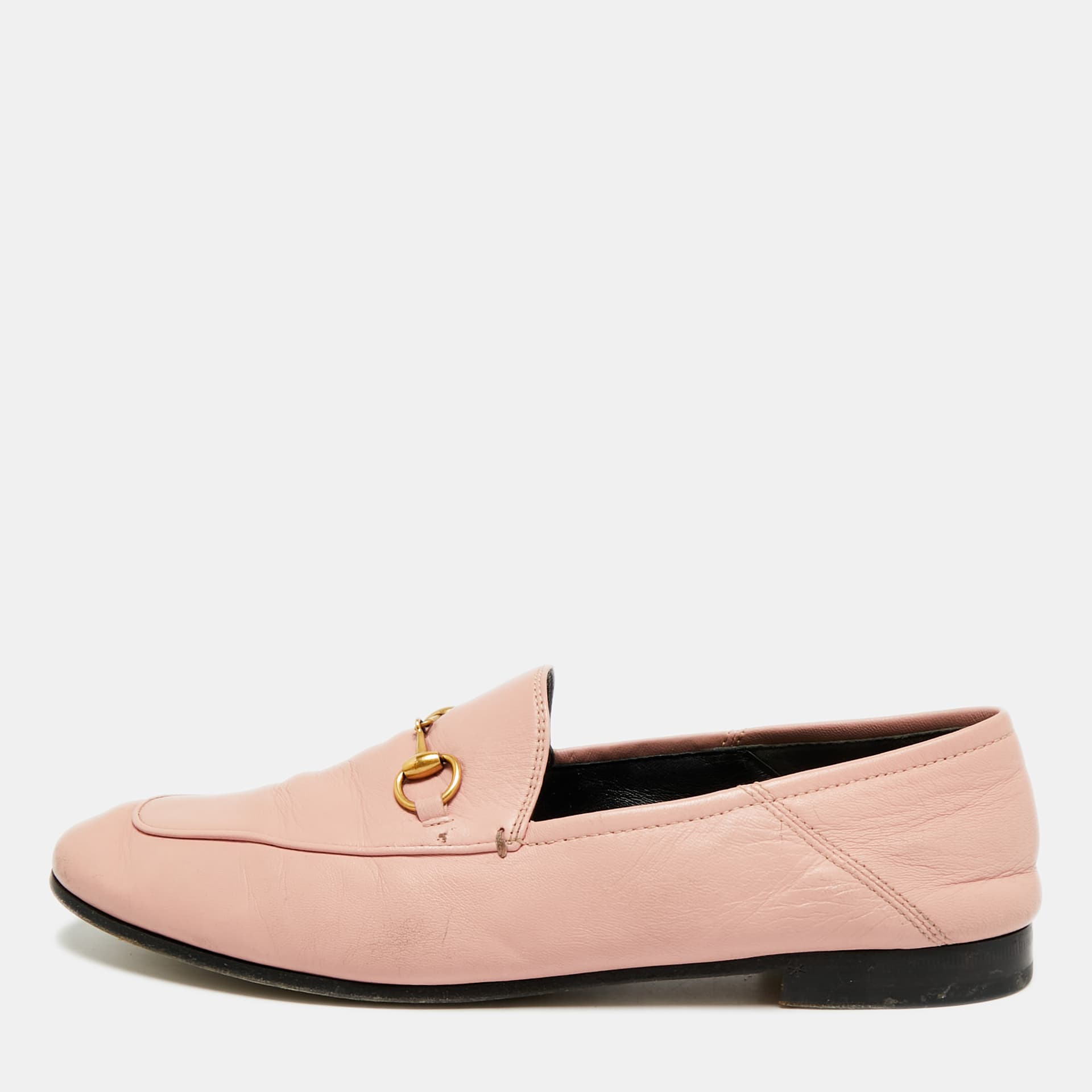 Gucci Jordaan Size 41 Pink Leather Horsebit Slip On Loafers