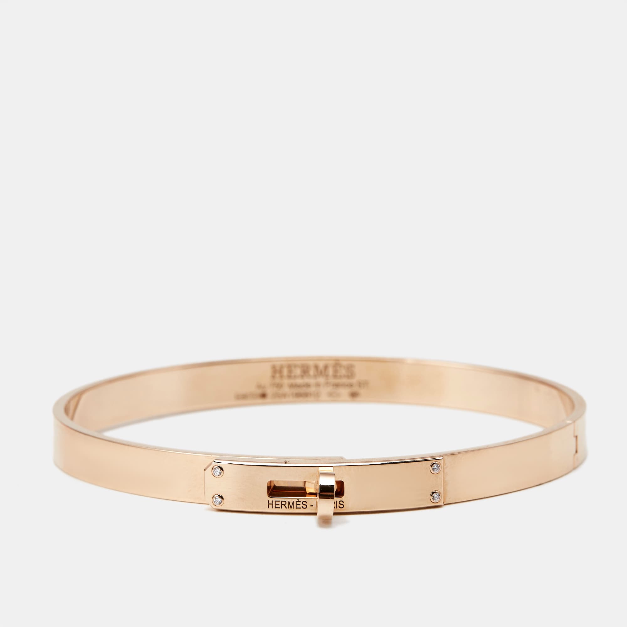 Herm&egrave;s Kelly Diamonds 18k Rose Gold Small Model Bracelet ST