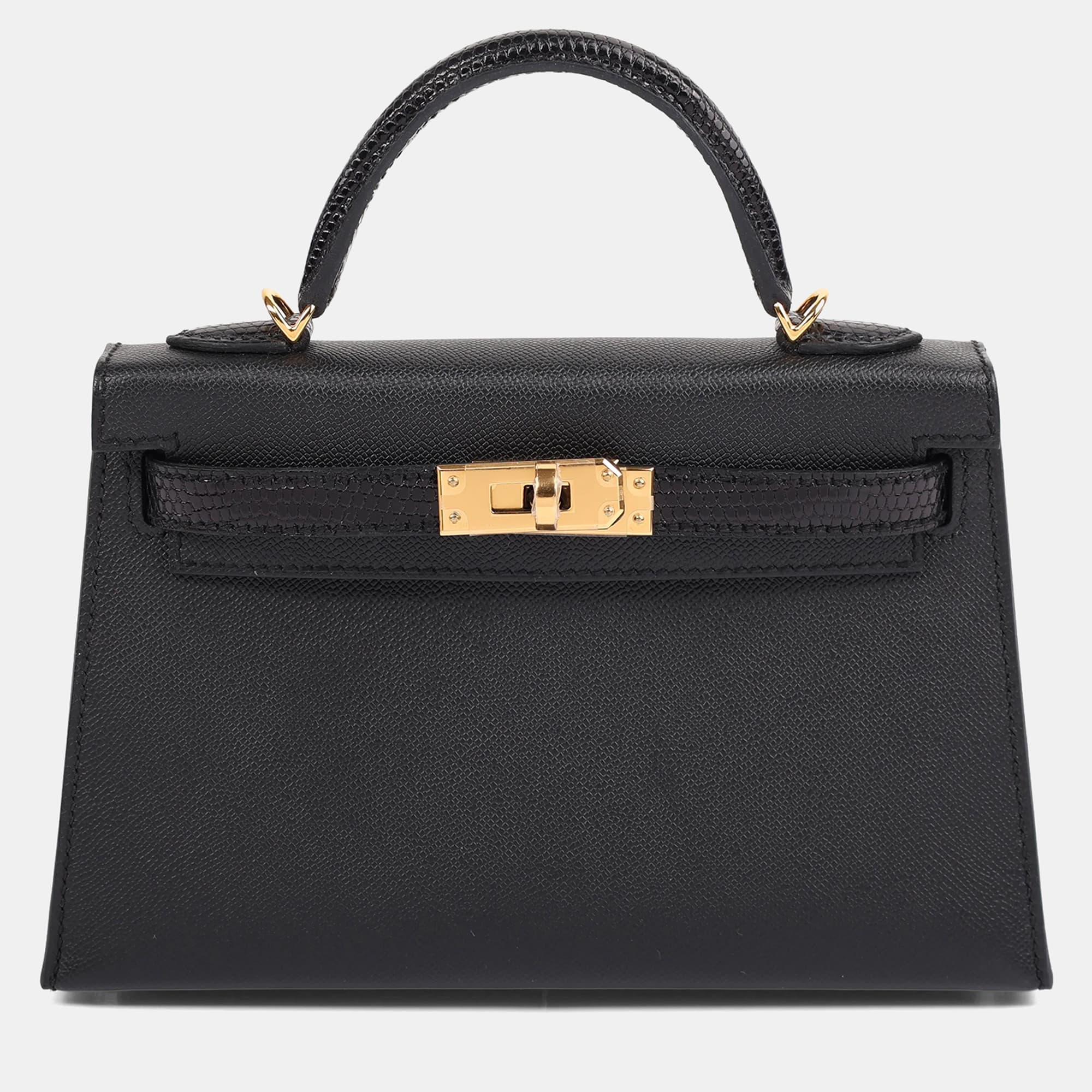 Hermes Black Lizard Mini Kelly 20 Touch GHW